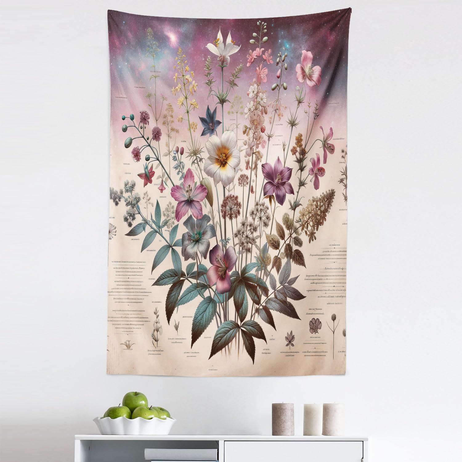 imageAmbesonne Hippie Tapestry Modern Scandi Crescent with Boho Floral and Leaves Greenery Black Cat Fabric Wall Hanging Decor for Bedroom Living Room Dorm 30quot X 45quot Grey Yellow Charcoal GreyMauve Beige Teal
