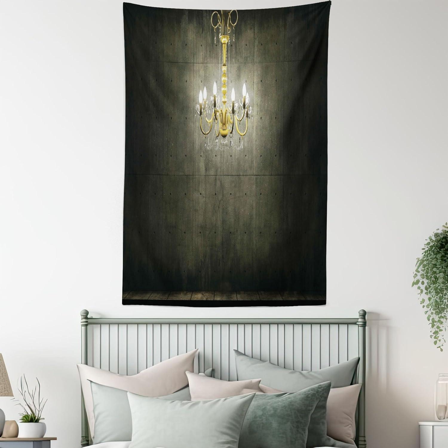 imageAmbesonne Hippie Tapestry Modern Scandi Crescent with Boho Floral and Leaves Greenery Black Cat Fabric Wall Hanging Decor for Bedroom Living Room Dorm 30quot X 45quot Grey Yellow Charcoal GreyGrey and Yellow