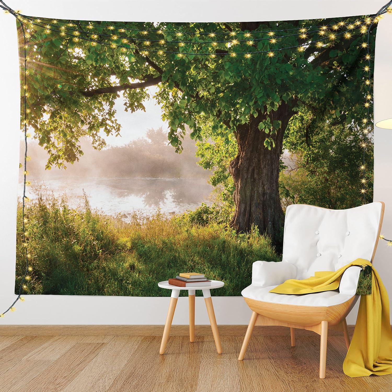 imageAmbesonne Hippie Tapestry Modern Scandi Crescent with Boho Floral and Leaves Greenery Black Cat Fabric Wall Hanging Decor for Bedroom Living Room Dorm 30quot X 45quot Grey Yellow Charcoal GreyBrown Green Dust