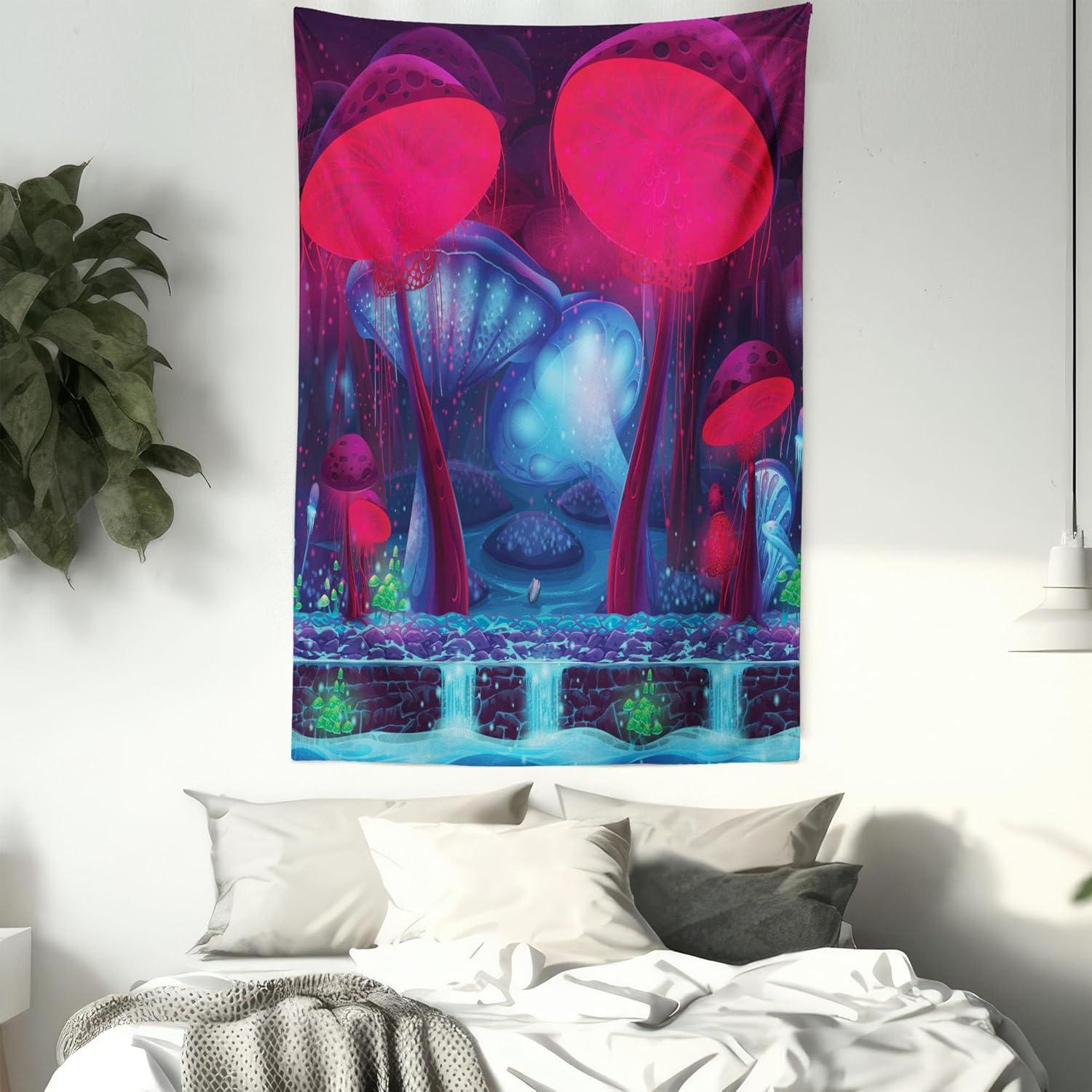 imageAmbesonne Hippie Tapestry Modern Scandi Crescent with Boho Floral and Leaves Greenery Black Cat Fabric Wall Hanging Decor for Bedroom Living Room Dorm 30quot X 45quot Grey Yellow Charcoal GreyBlue Red