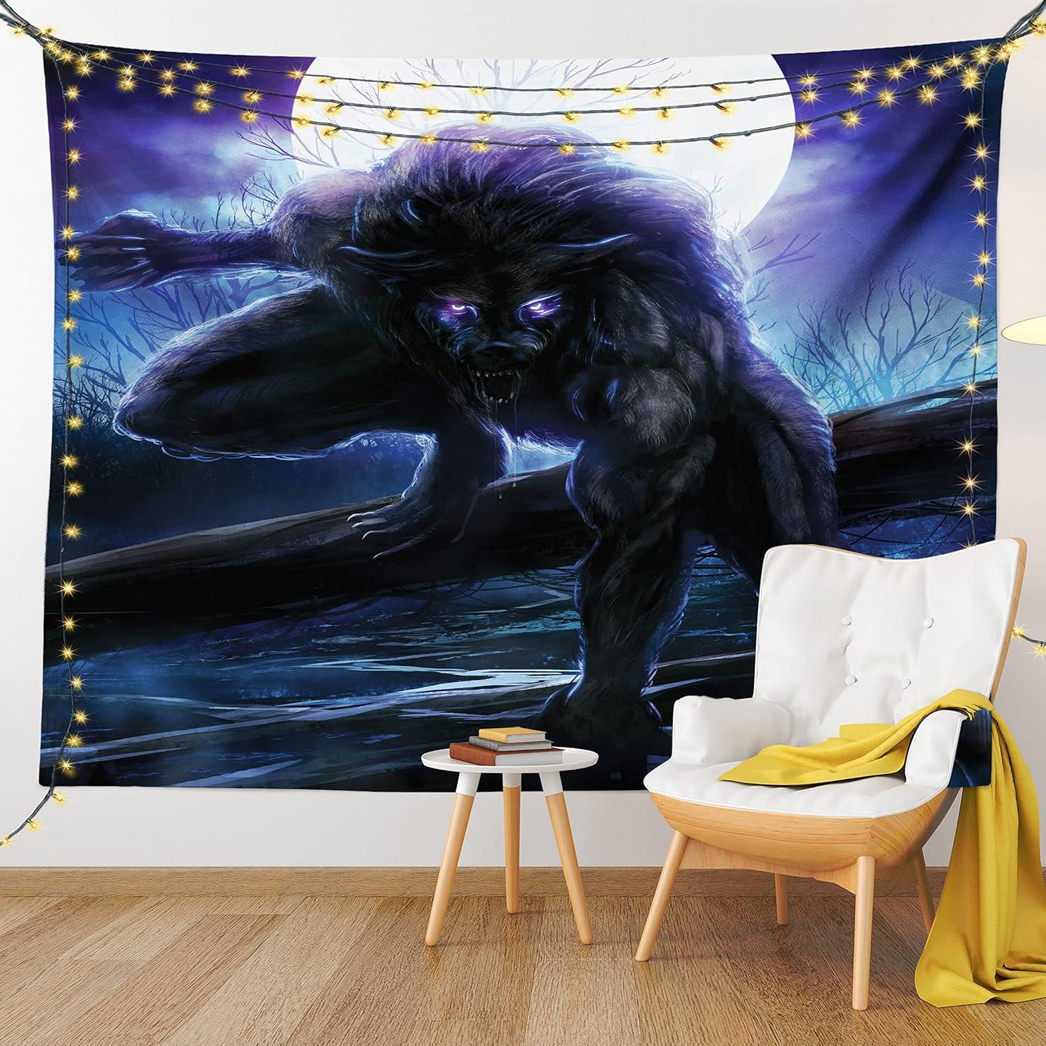 imageAmbesonne Hippie Tapestry Modern Scandi Crescent with Boho Floral and Leaves Greenery Black Cat Fabric Wall Hanging Decor for Bedroom Living Room Dorm 30quot X 45quot Grey Yellow Charcoal GreyPurple Blue