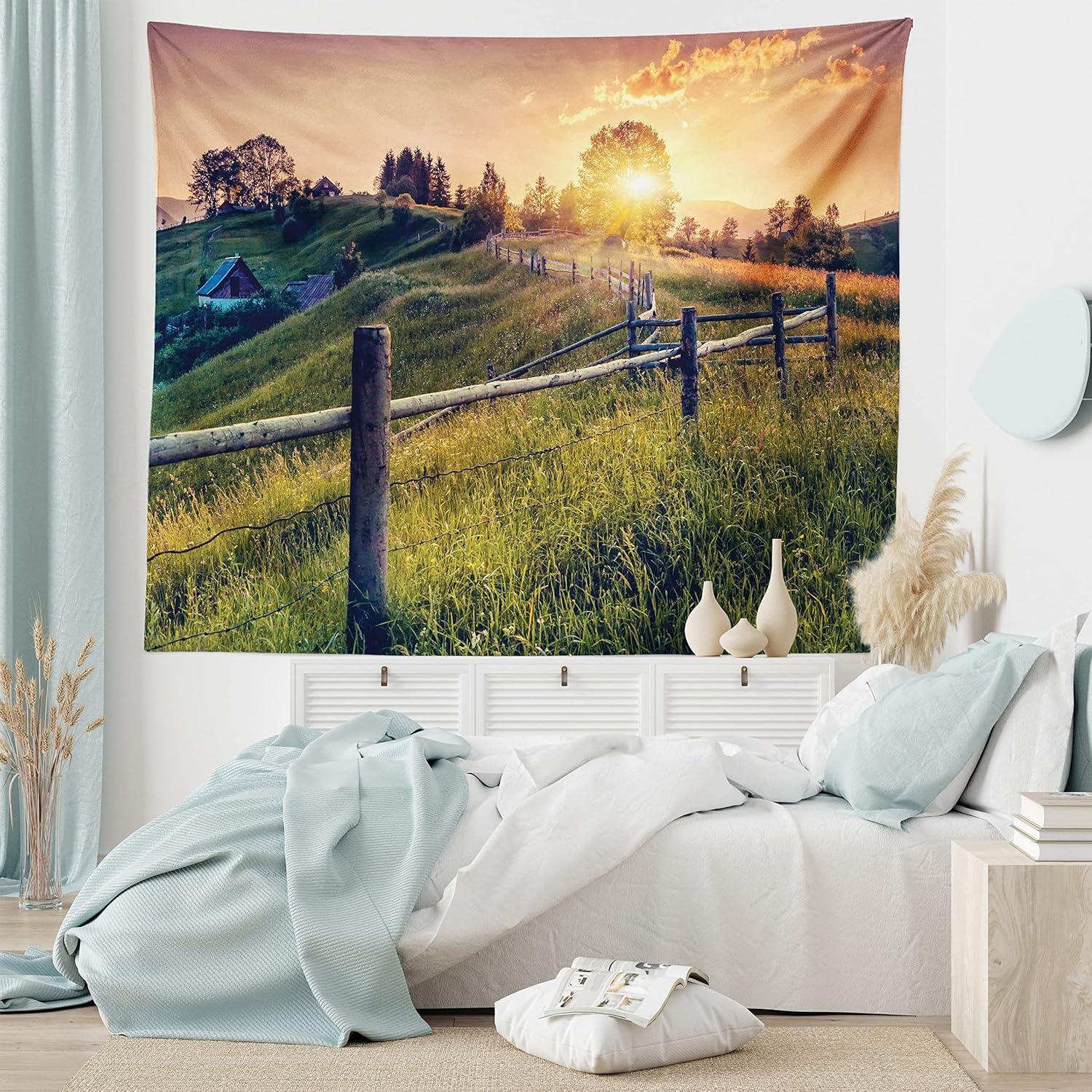 imageAmbesonne Hippie Tapestry Modern Scandi Crescent with Boho Floral and Leaves Greenery Black Cat Fabric Wall Hanging Decor for Bedroom Living Room Dorm 30quot X 45quot Grey Yellow Charcoal GreyGreen Salmon