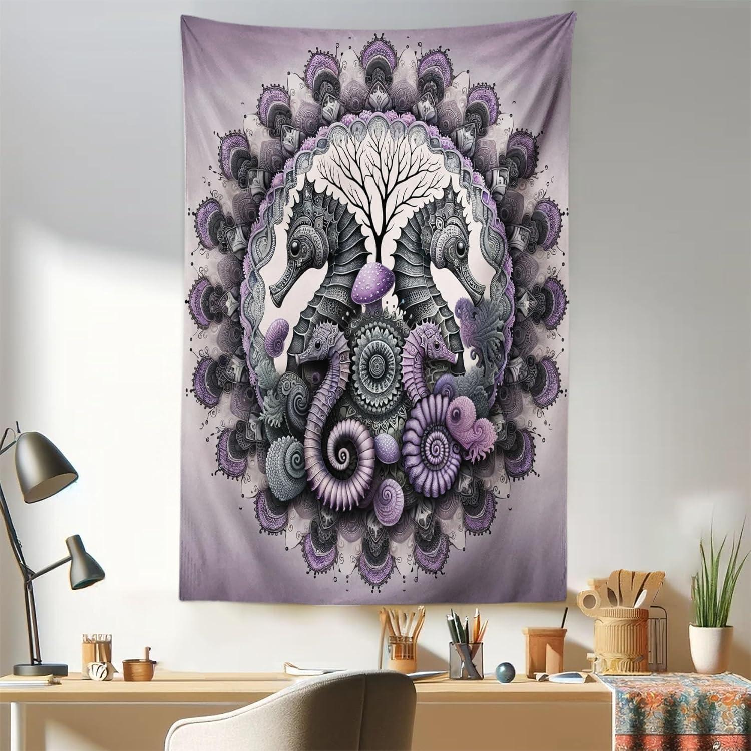 imageAmbesonne Hippie Tapestry Modern Scandi Crescent with Boho Floral and Leaves Greenery Black Cat Fabric Wall Hanging Decor for Bedroom Living Room Dorm 30quot X 45quot Grey Yellow Charcoal GreyMauve Grey