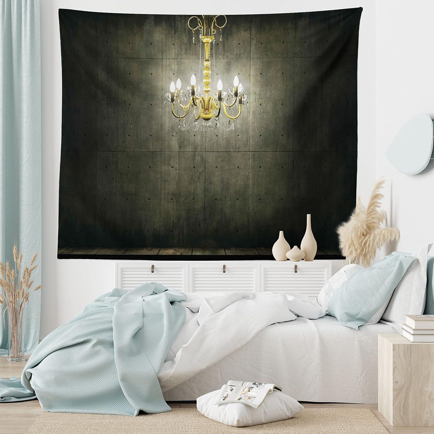 imageAmbesonne Hippie Tapestry Modern Scandi Crescent with Boho Floral and Leaves Greenery Black Cat Fabric Wall Hanging Decor for Bedroom Living Room Dorm 30quot X 45quot Grey Yellow Charcoal GreyGrey and Yellow