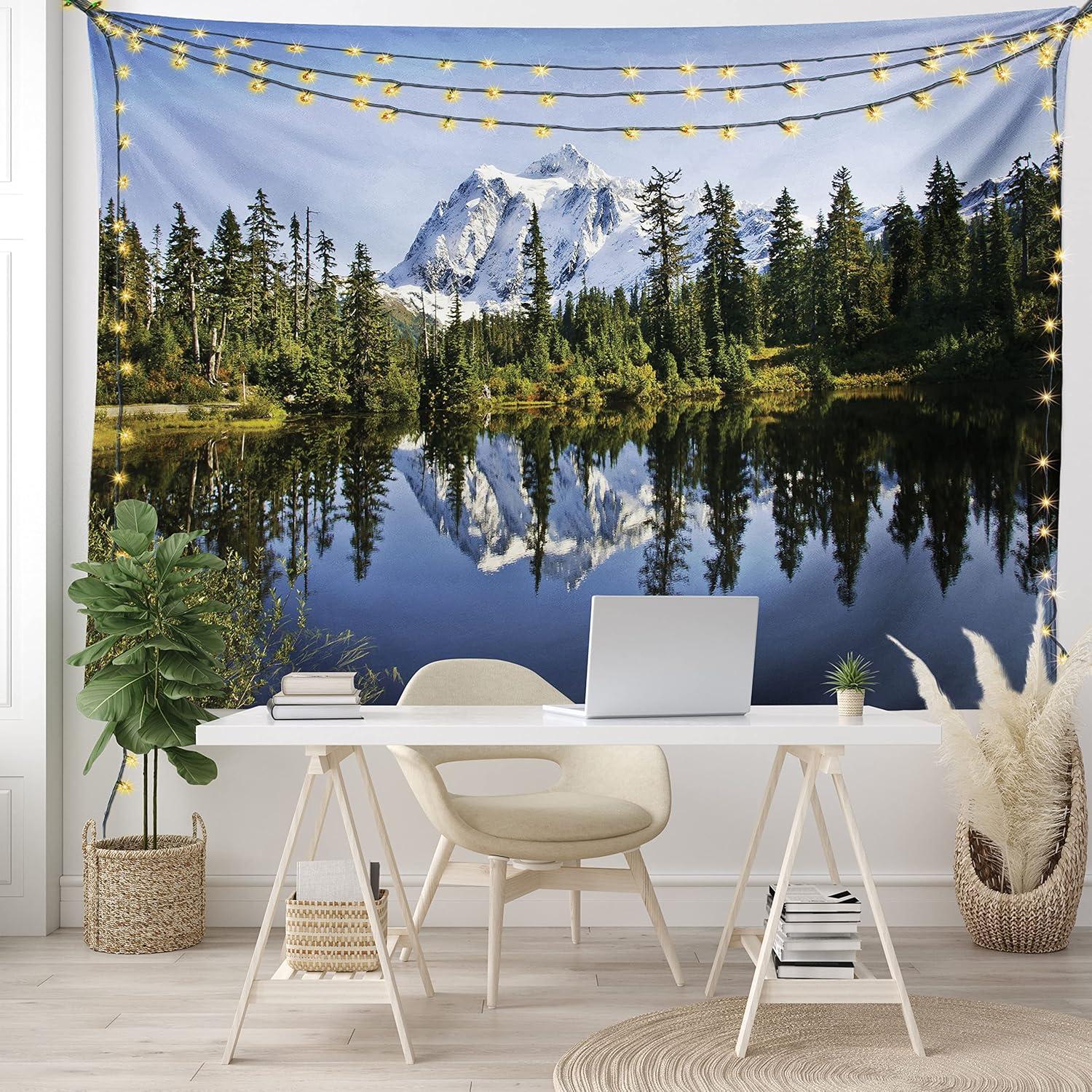 imageAmbesonne Hippie Tapestry Modern Scandi Crescent with Boho Floral and Leaves Greenery Black Cat Fabric Wall Hanging Decor for Bedroom Living Room Dorm 30quot X 45quot Grey Yellow Charcoal GreyGreen Blue White