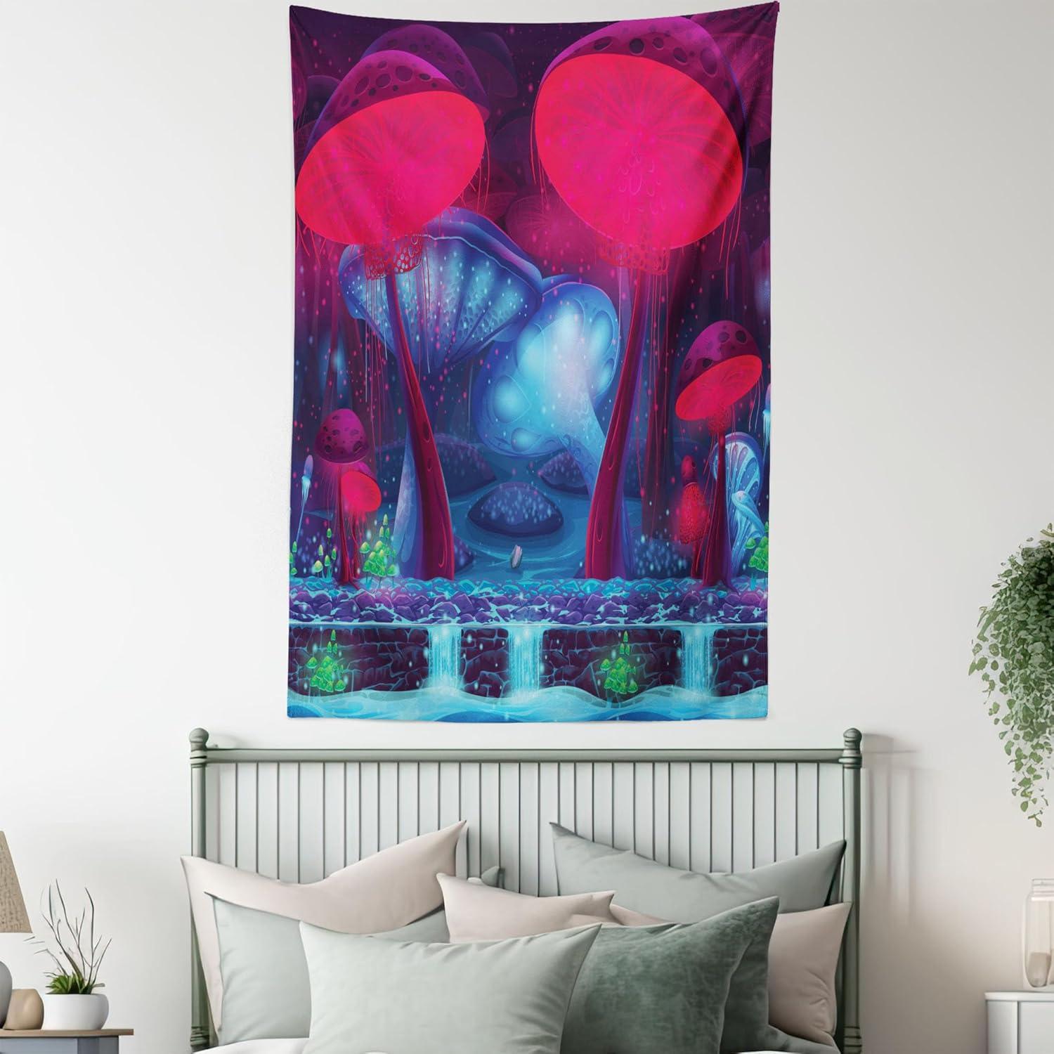 imageAmbesonne Hippie Tapestry Modern Scandi Crescent with Boho Floral and Leaves Greenery Black Cat Fabric Wall Hanging Decor for Bedroom Living Room Dorm 30quot X 45quot Grey Yellow Charcoal GreyBlue Red