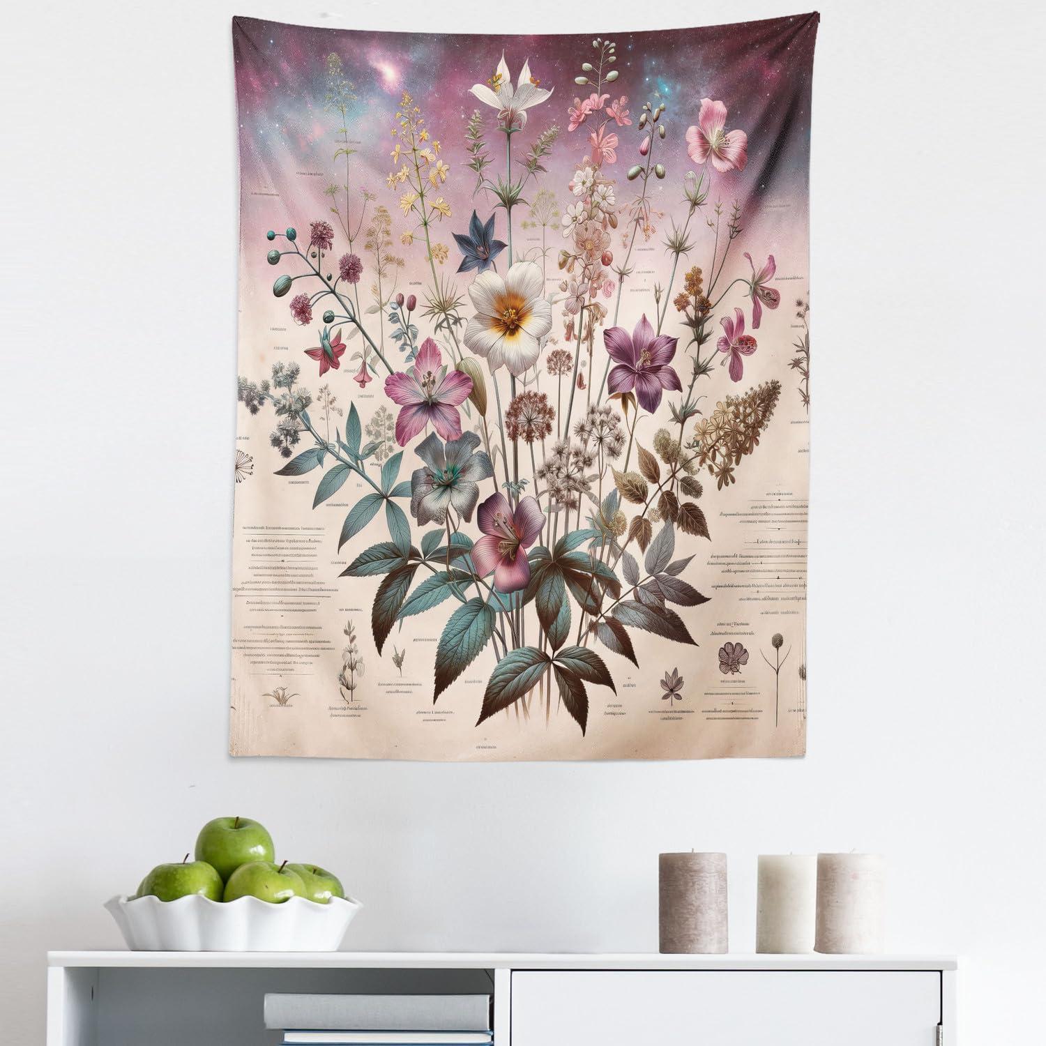 imageAmbesonne Hippie Tapestry Modern Scandi Crescent with Boho Floral and Leaves Greenery Black Cat Fabric Wall Hanging Decor for Bedroom Living Room Dorm 30quot X 45quot Grey Yellow Charcoal GreyMauve Beige Teal
