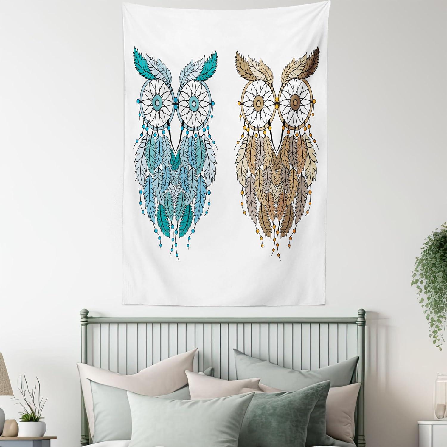 imageAmbesonne Hippie Tapestry Modern Scandi Crescent with Boho Floral and Leaves Greenery Black Cat Fabric Wall Hanging Decor for Bedroom Living Room Dorm 30quot X 45quot Grey Yellow Charcoal GreyCream White Teal