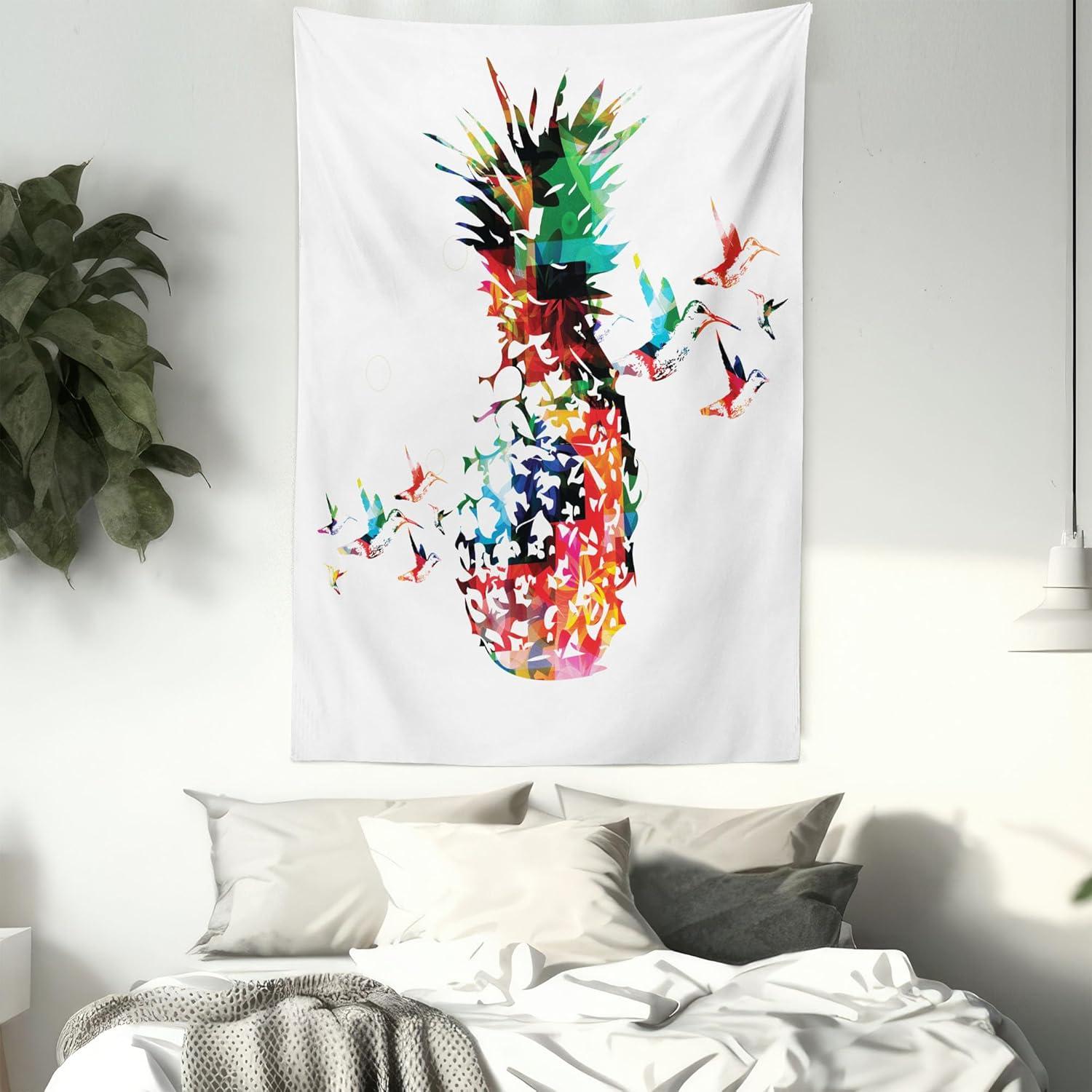 imageAmbesonne Hippie Tapestry Modern Scandi Crescent with Boho Floral and Leaves Greenery Black Cat Fabric Wall Hanging Decor for Bedroom Living Room Dorm 30quot X 45quot Grey Yellow Charcoal GreyMulticolor