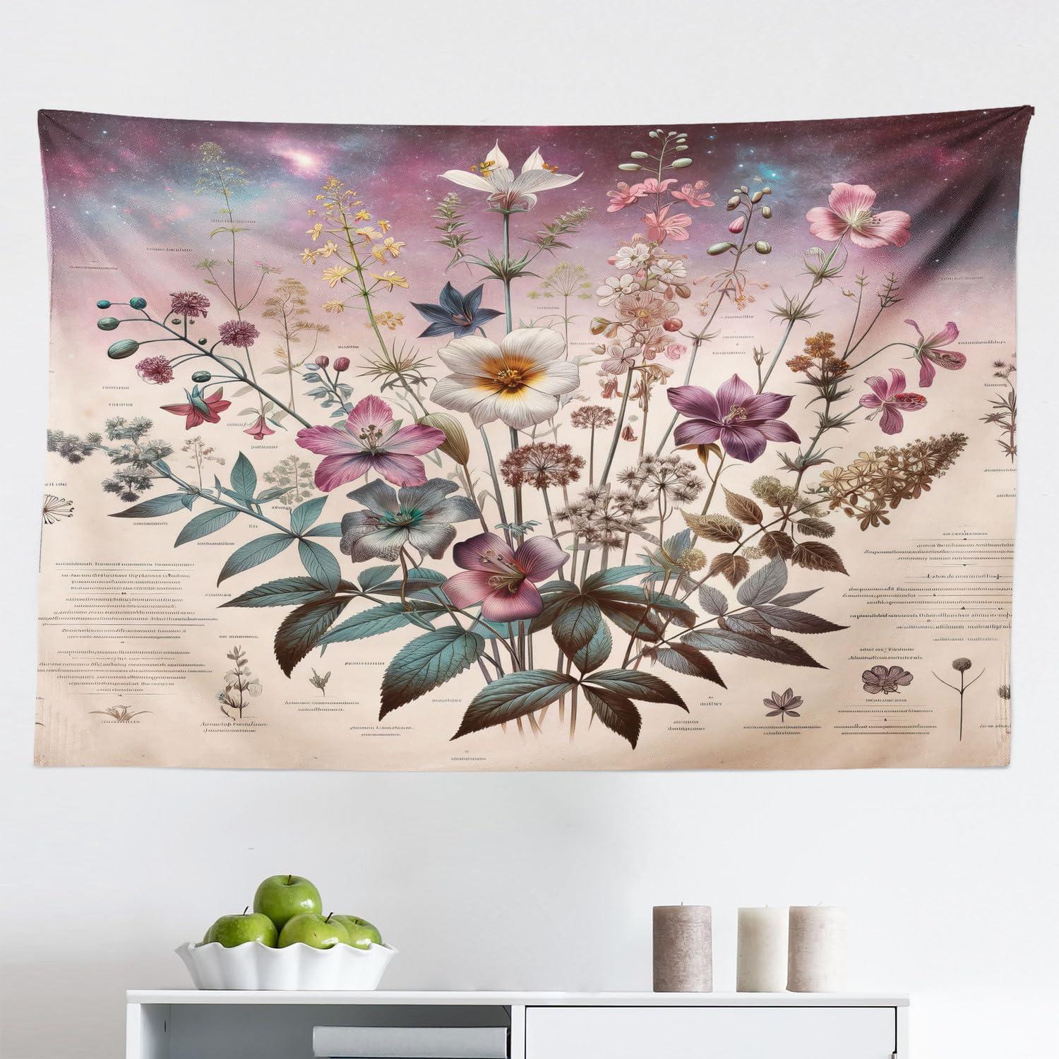 imageAmbesonne Hippie Tapestry Modern Scandi Crescent with Boho Floral and Leaves Greenery Black Cat Fabric Wall Hanging Decor for Bedroom Living Room Dorm 30quot X 45quot Grey Yellow Charcoal GreyMauve Beige Teal