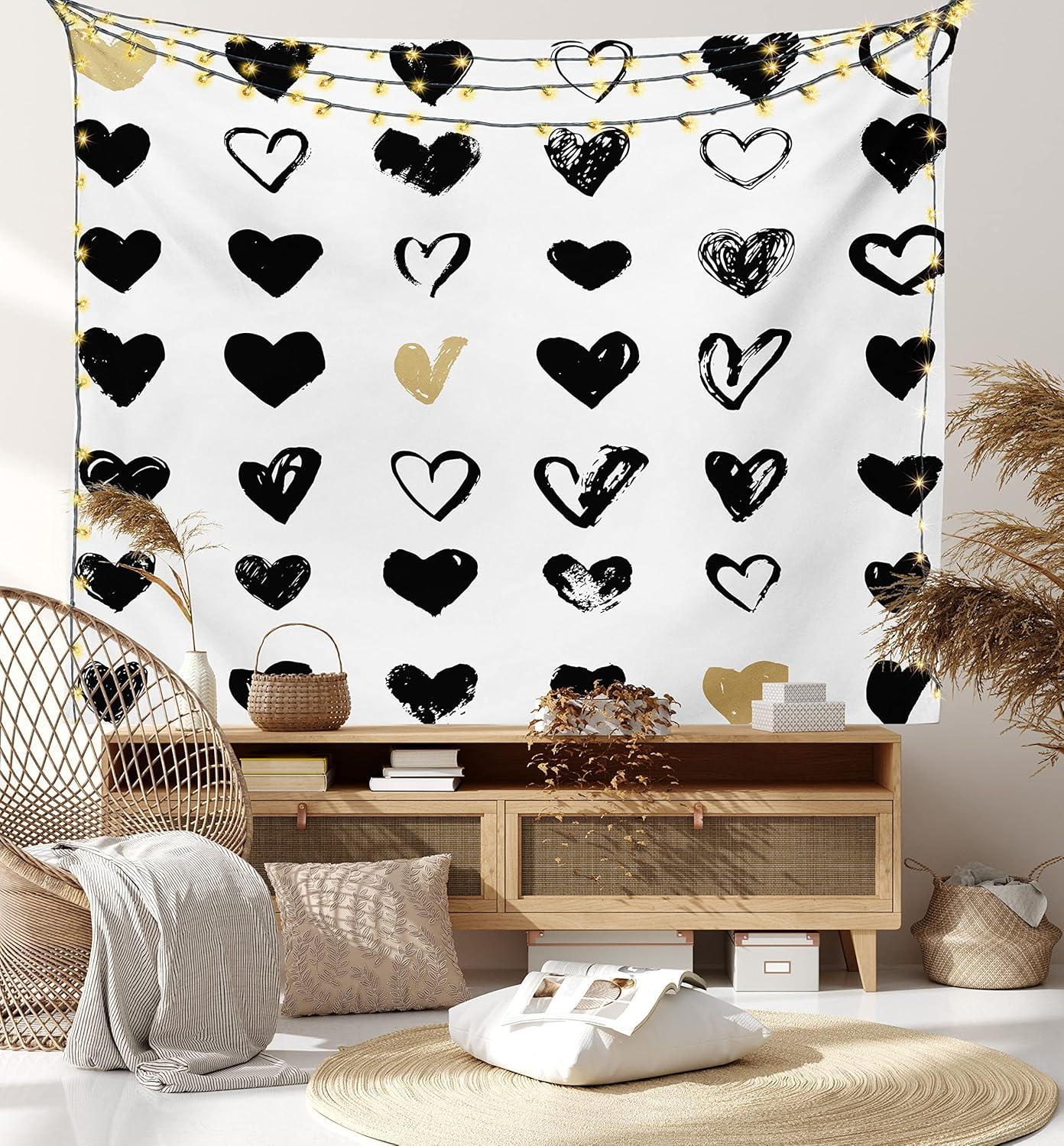 imageAmbesonne Hippie Tapestry Modern Scandi Crescent with Boho Floral and Leaves Greenery Black Cat Fabric Wall Hanging Decor for Bedroom Living Room Dorm 30quot X 45quot Grey Yellow Charcoal GreyTan Black White