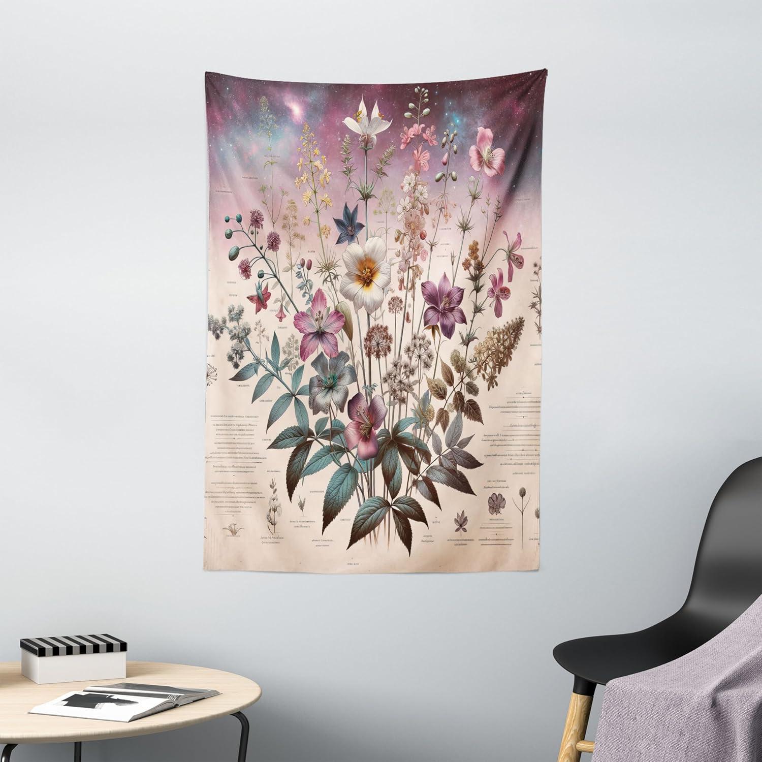imageAmbesonne Hippie Tapestry Modern Scandi Crescent with Boho Floral and Leaves Greenery Black Cat Fabric Wall Hanging Decor for Bedroom Living Room Dorm 30quot X 45quot Grey Yellow Charcoal GreyMauve Beige Teal