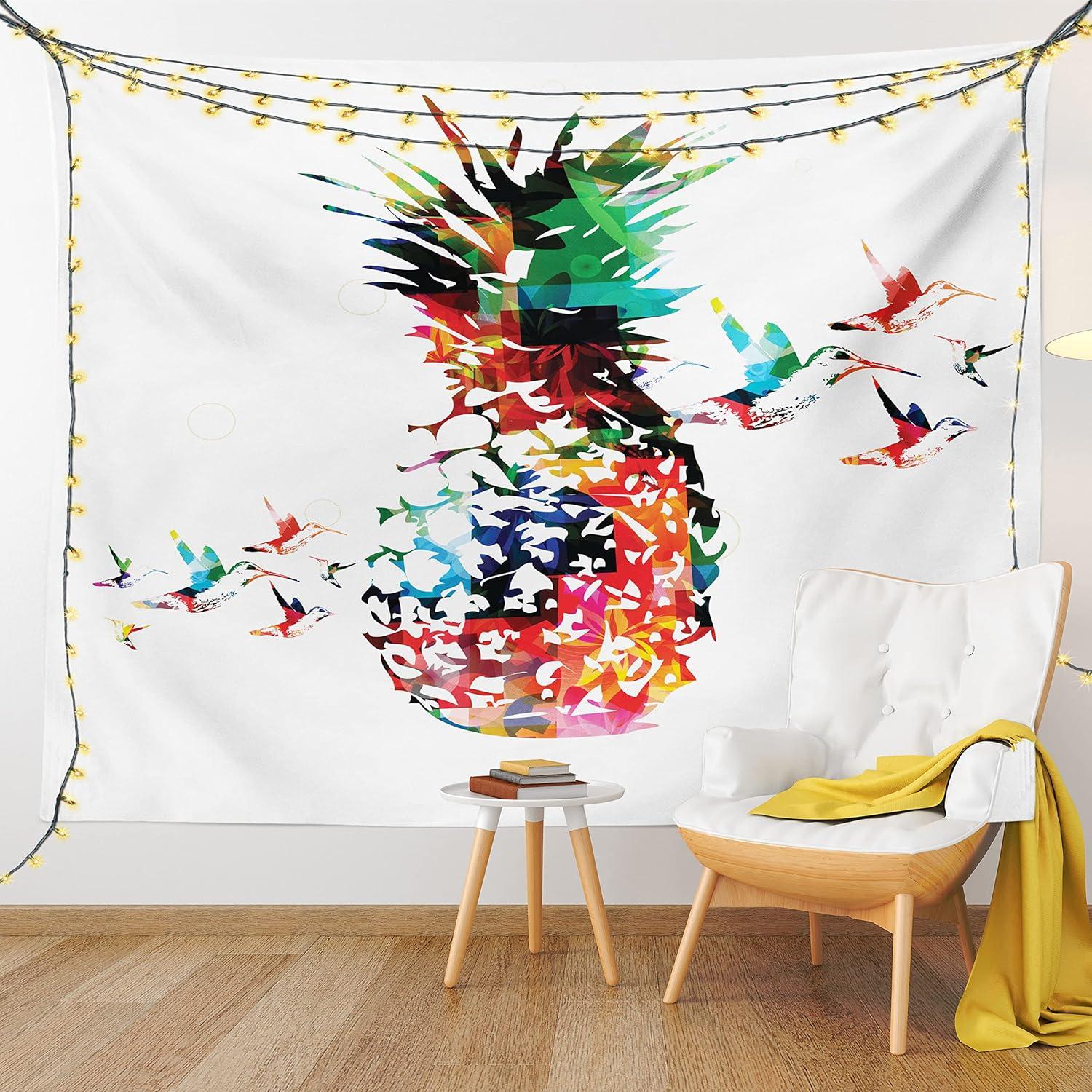 imageAmbesonne Hippie Tapestry Modern Scandi Crescent with Boho Floral and Leaves Greenery Black Cat Fabric Wall Hanging Decor for Bedroom Living Room Dorm 30quot X 45quot Grey Yellow Charcoal GreyMulticolor