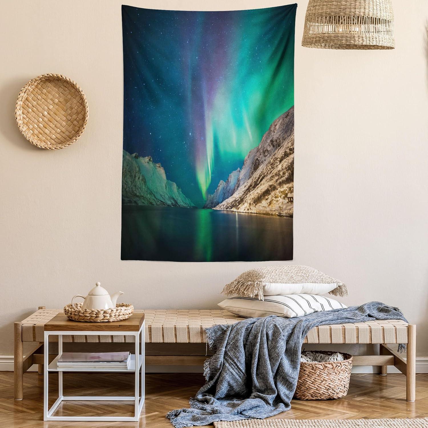 imageAmbesonne Hippie Tapestry Modern Scandi Crescent with Boho Floral and Leaves Greenery Black Cat Fabric Wall Hanging Decor for Bedroom Living Room Dorm 30quot X 45quot Grey Yellow Charcoal GreyJade Green