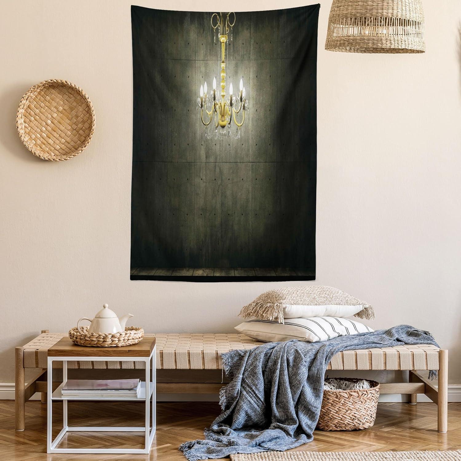 imageAmbesonne Hippie Tapestry Modern Scandi Crescent with Boho Floral and Leaves Greenery Black Cat Fabric Wall Hanging Decor for Bedroom Living Room Dorm 30quot X 45quot Grey Yellow Charcoal GreyGrey and Yellow