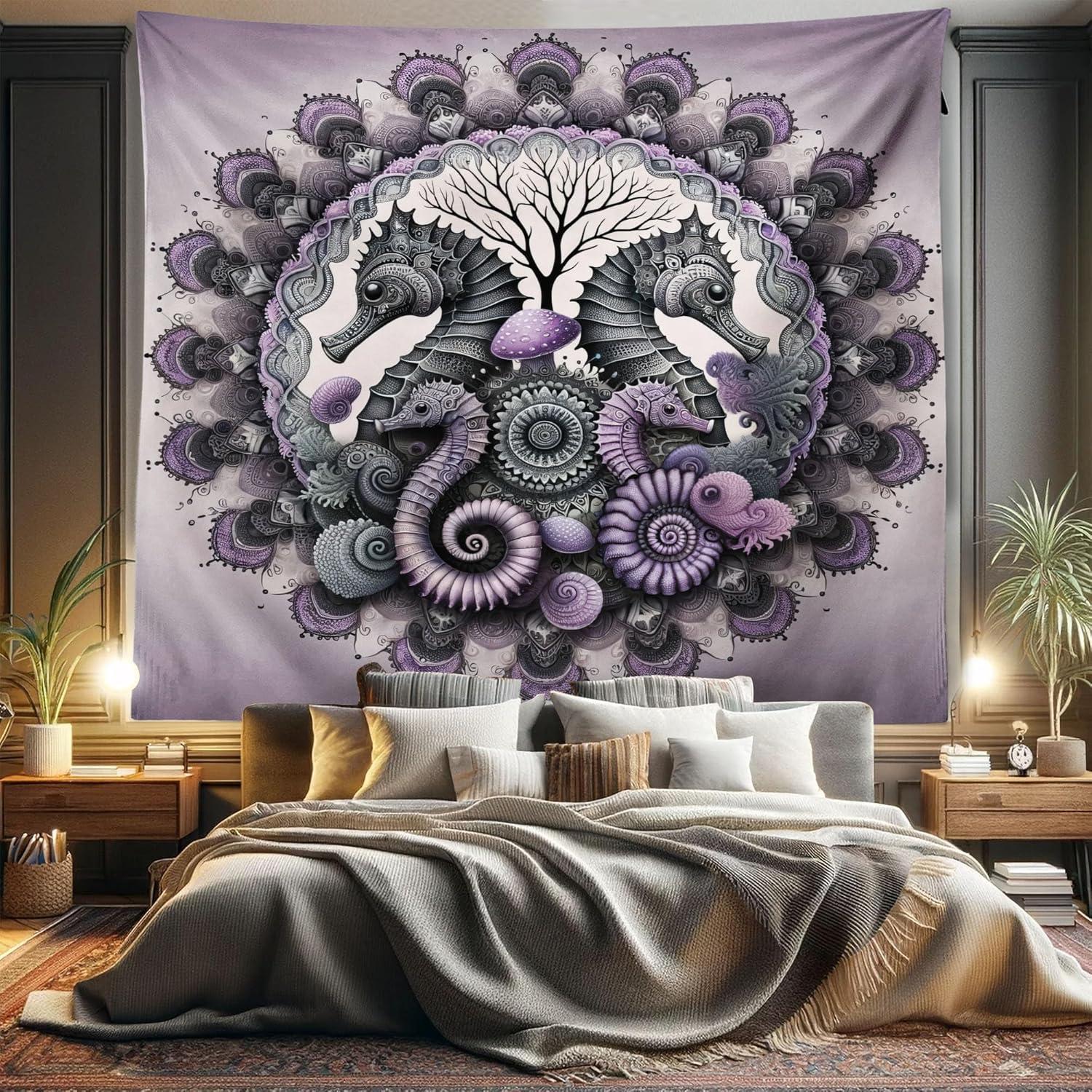 imageAmbesonne Hippie Tapestry Modern Scandi Crescent with Boho Floral and Leaves Greenery Black Cat Fabric Wall Hanging Decor for Bedroom Living Room Dorm 30quot X 45quot Grey Yellow Charcoal GreyMauve Grey