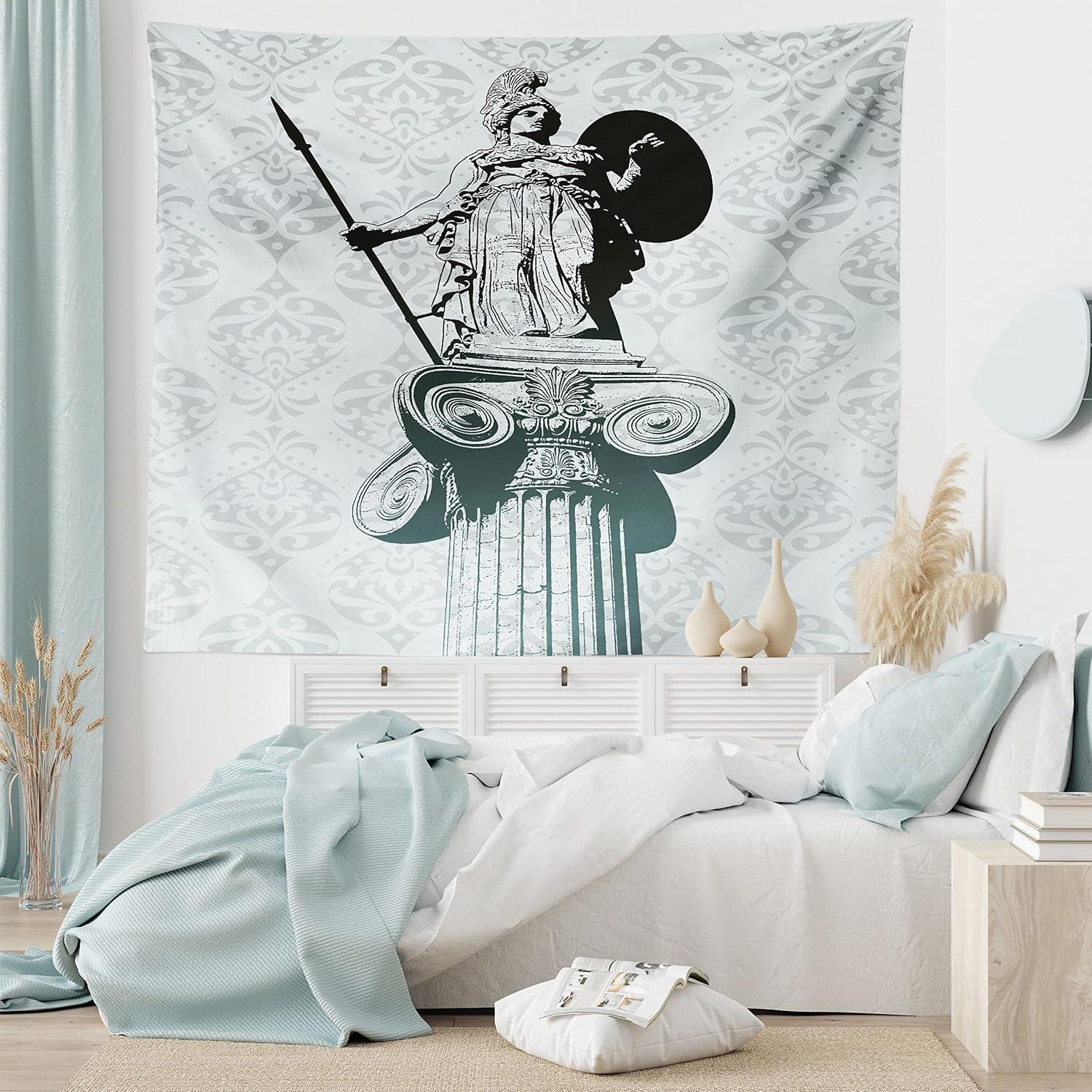 imageAmbesonne Hippie Tapestry Modern Scandi Crescent with Boho Floral and Leaves Greenery Black Cat Fabric Wall Hanging Decor for Bedroom Living Room Dorm 30quot X 45quot Grey Yellow Charcoal GreyPale Turquoise Black