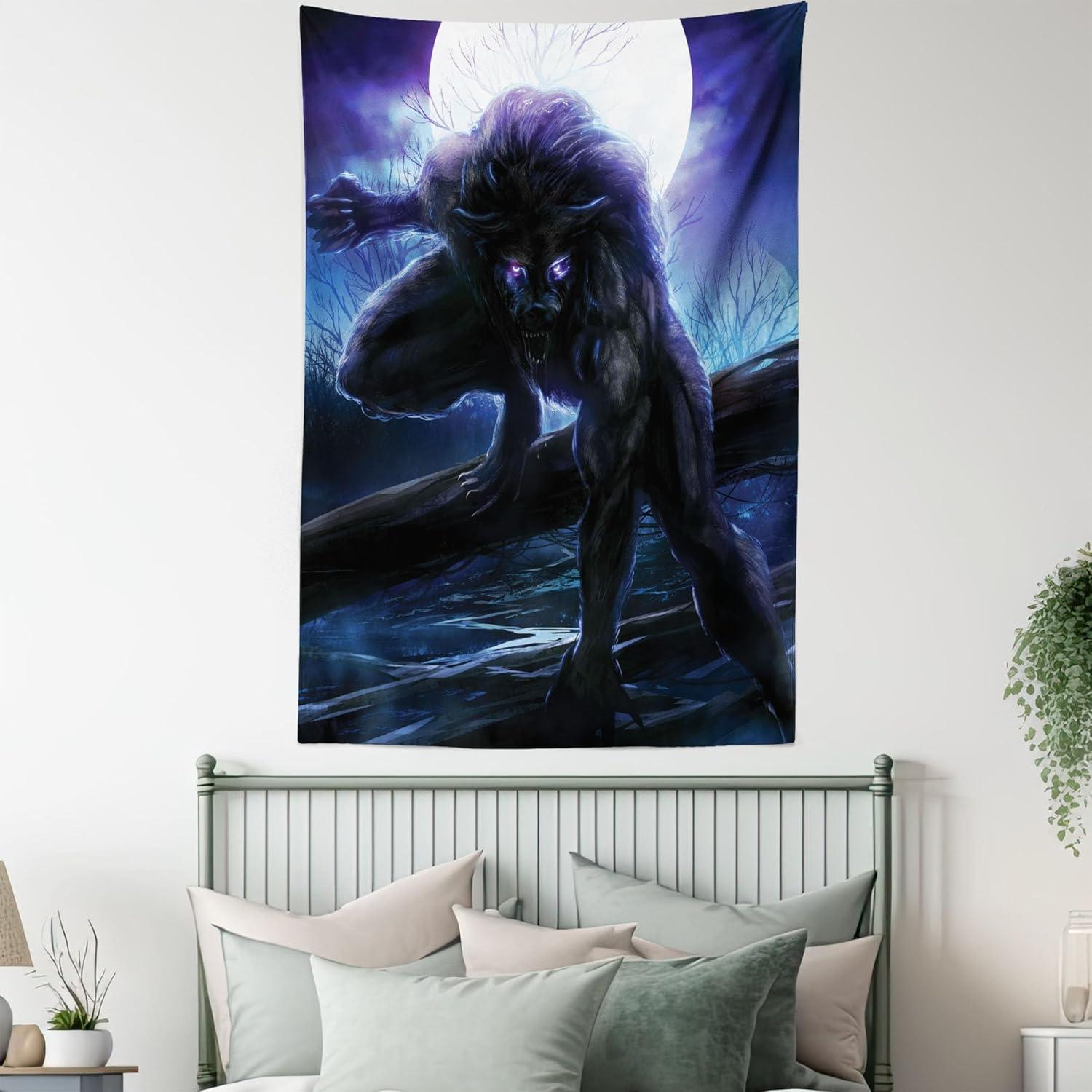 imageAmbesonne Hippie Tapestry Modern Scandi Crescent with Boho Floral and Leaves Greenery Black Cat Fabric Wall Hanging Decor for Bedroom Living Room Dorm 30quot X 45quot Grey Yellow Charcoal GreyPurple Blue