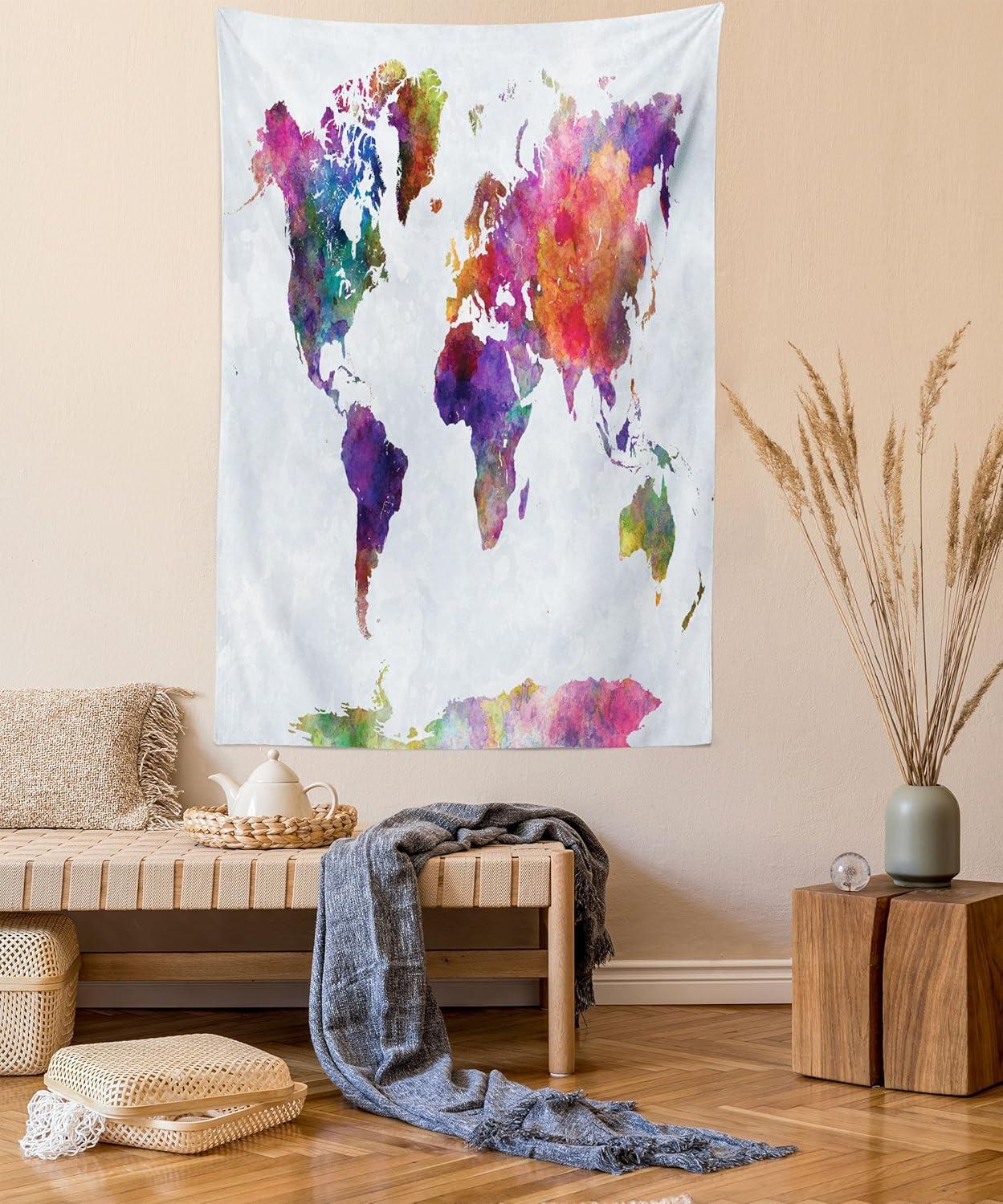 imageAmbesonne Hippie Tapestry Modern Scandi Crescent with Boho Floral and Leaves Greenery Black Cat Fabric Wall Hanging Decor for Bedroom Living Room Dorm 30quot X 45quot Grey Yellow Charcoal GreyPurple Grey