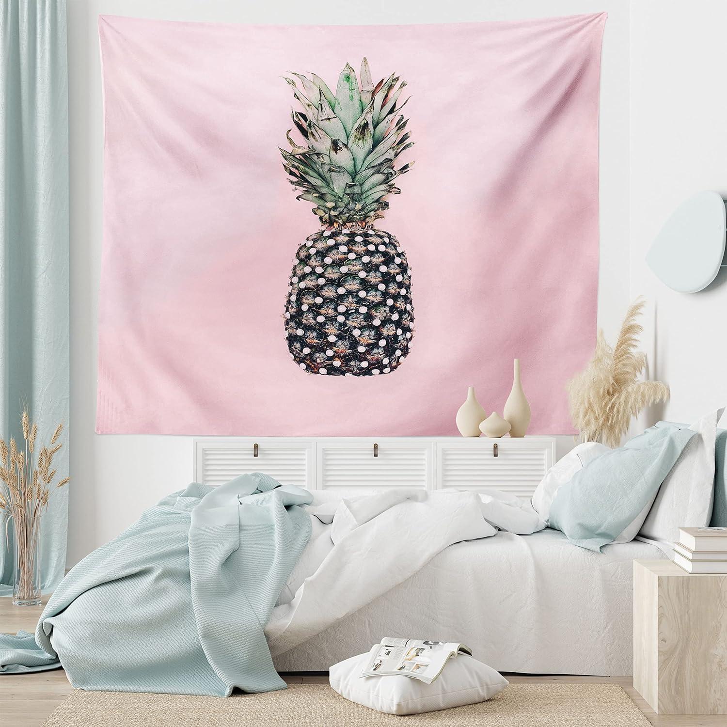 imageAmbesonne Hippie Tapestry Modern Scandi Crescent with Boho Floral and Leaves Greenery Black Cat Fabric Wall Hanging Decor for Bedroom Living Room Dorm 30quot X 45quot Grey Yellow Charcoal GreyPink and Green