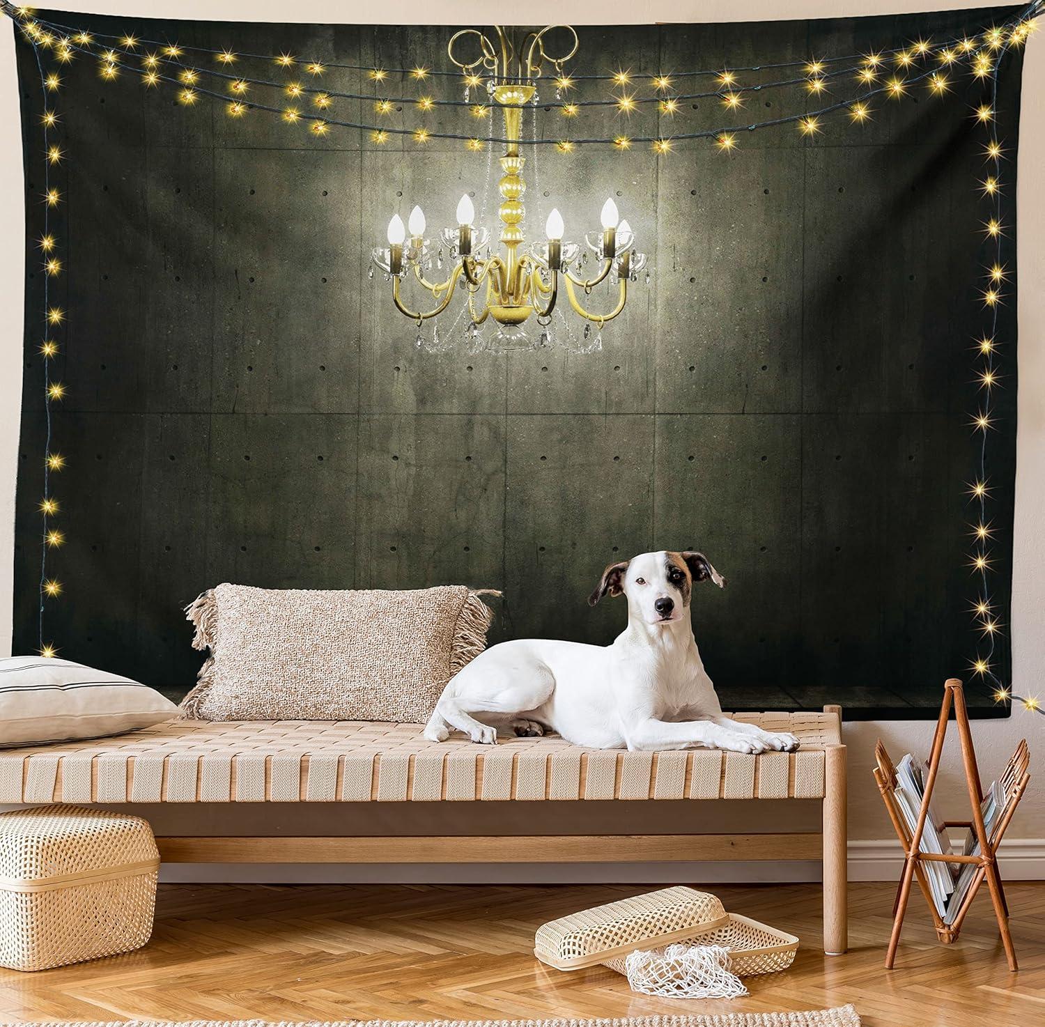imageAmbesonne Hippie Tapestry Modern Scandi Crescent with Boho Floral and Leaves Greenery Black Cat Fabric Wall Hanging Decor for Bedroom Living Room Dorm 30quot X 45quot Grey Yellow Charcoal GreyGrey and Yellow