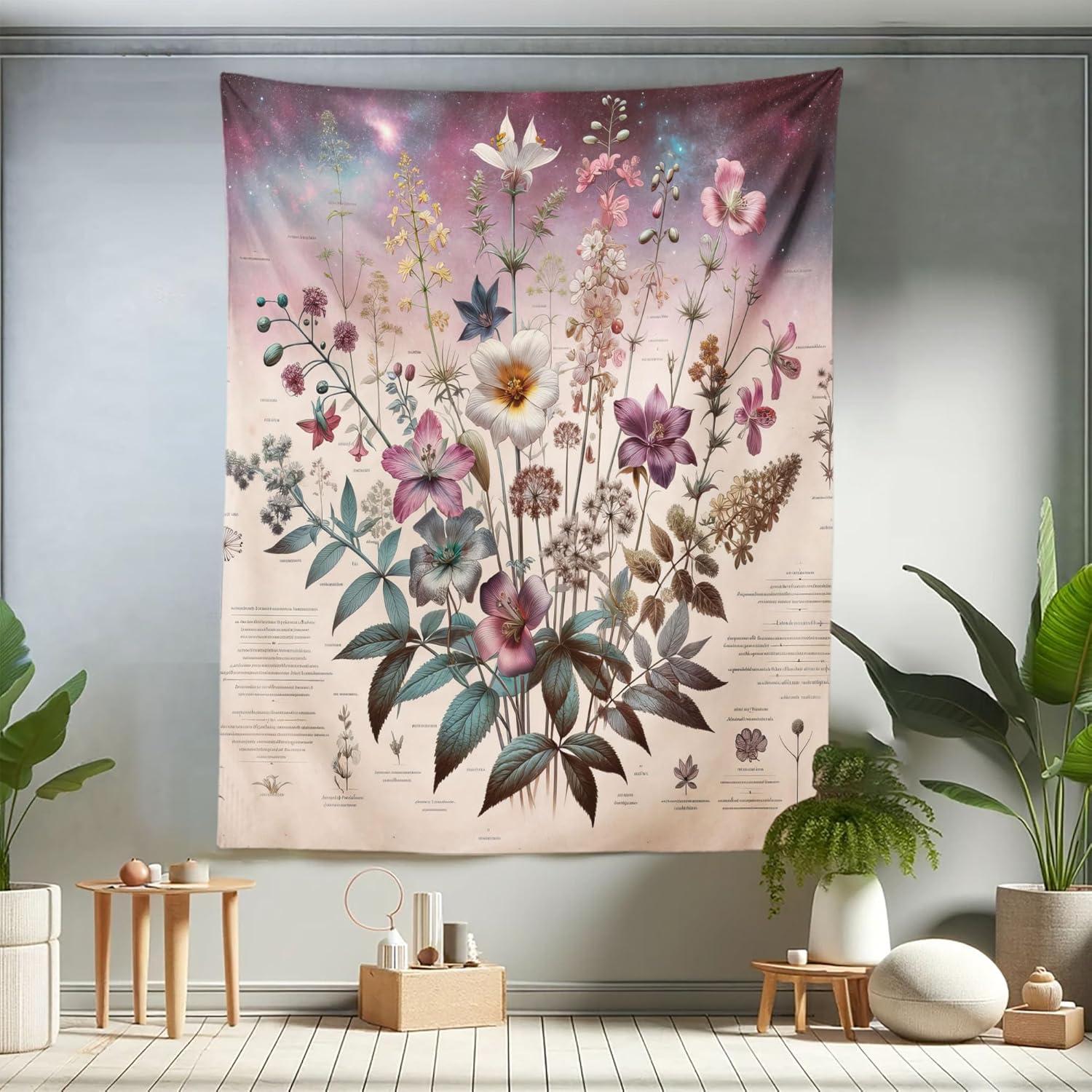 imageAmbesonne Hippie Tapestry Modern Scandi Crescent with Boho Floral and Leaves Greenery Black Cat Fabric Wall Hanging Decor for Bedroom Living Room Dorm 30quot X 45quot Grey Yellow Charcoal GreyMauve Beige Teal