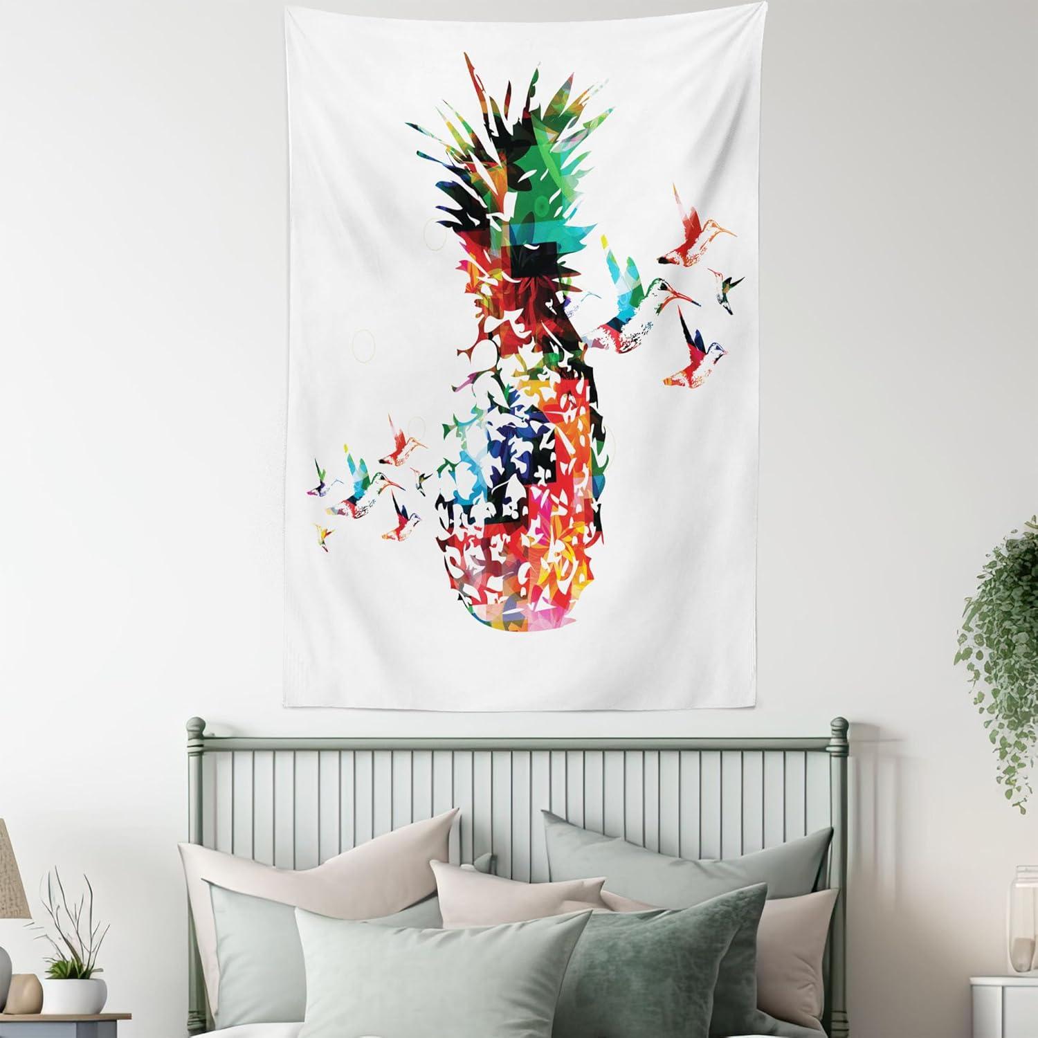 imageAmbesonne Hippie Tapestry Modern Scandi Crescent with Boho Floral and Leaves Greenery Black Cat Fabric Wall Hanging Decor for Bedroom Living Room Dorm 30quot X 45quot Grey Yellow Charcoal GreyMulticolor