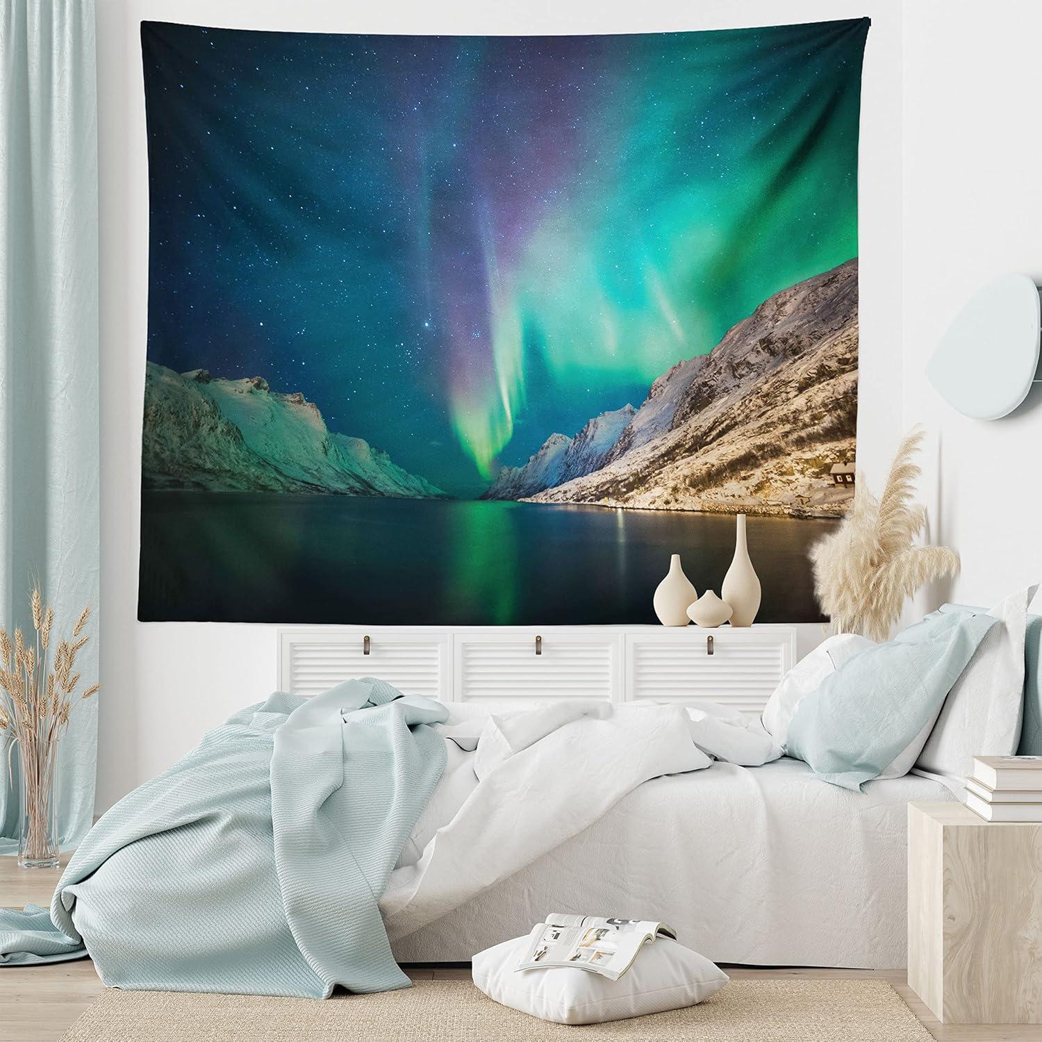 imageAmbesonne Hippie Tapestry Modern Scandi Crescent with Boho Floral and Leaves Greenery Black Cat Fabric Wall Hanging Decor for Bedroom Living Room Dorm 30quot X 45quot Grey Yellow Charcoal GreyJade Green
