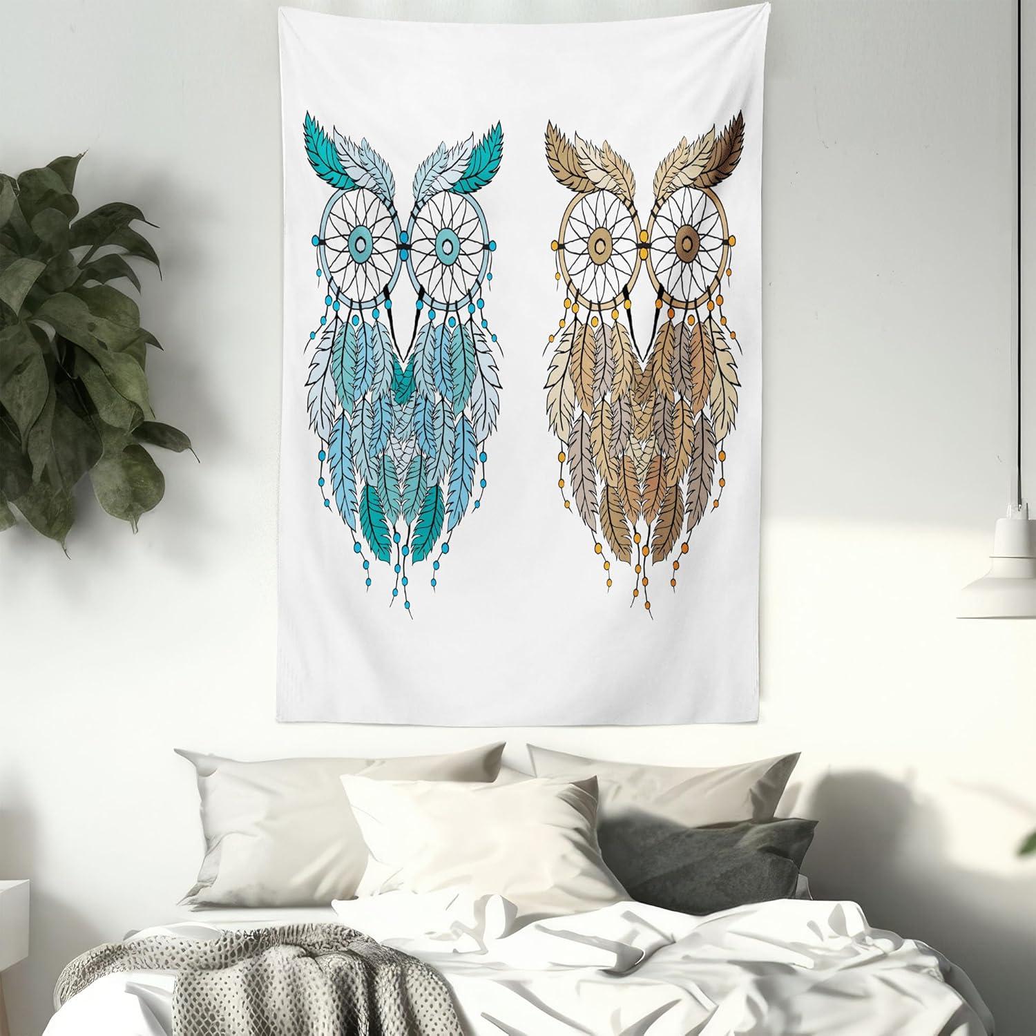 imageAmbesonne Hippie Tapestry Modern Scandi Crescent with Boho Floral and Leaves Greenery Black Cat Fabric Wall Hanging Decor for Bedroom Living Room Dorm 30quot X 45quot Grey Yellow Charcoal GreyCream White Teal