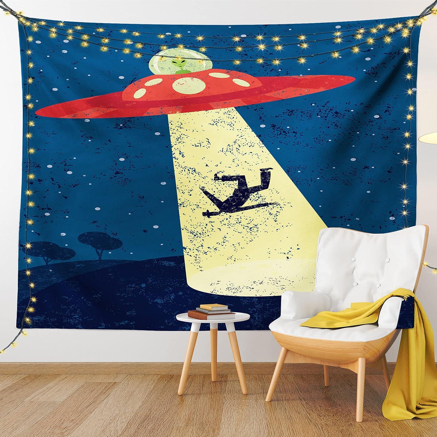 imageAmbesonne Hippie Tapestry Modern Scandi Crescent with Boho Floral and Leaves Greenery Black Cat Fabric Wall Hanging Decor for Bedroom Living Room Dorm 30quot X 45quot Grey Yellow Charcoal GreyBlue and Yellow