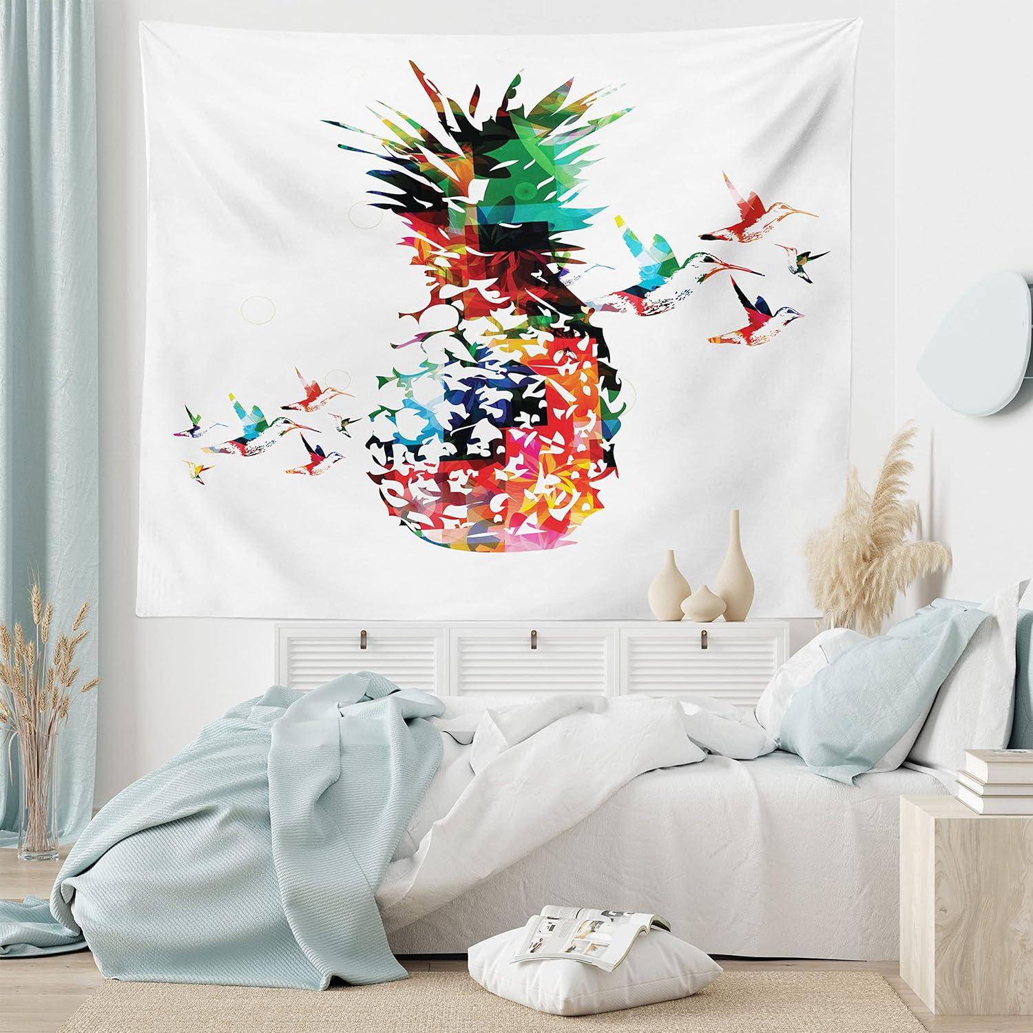 imageAmbesonne Hippie Tapestry Modern Scandi Crescent with Boho Floral and Leaves Greenery Black Cat Fabric Wall Hanging Decor for Bedroom Living Room Dorm 30quot X 45quot Grey Yellow Charcoal GreyMulticolor