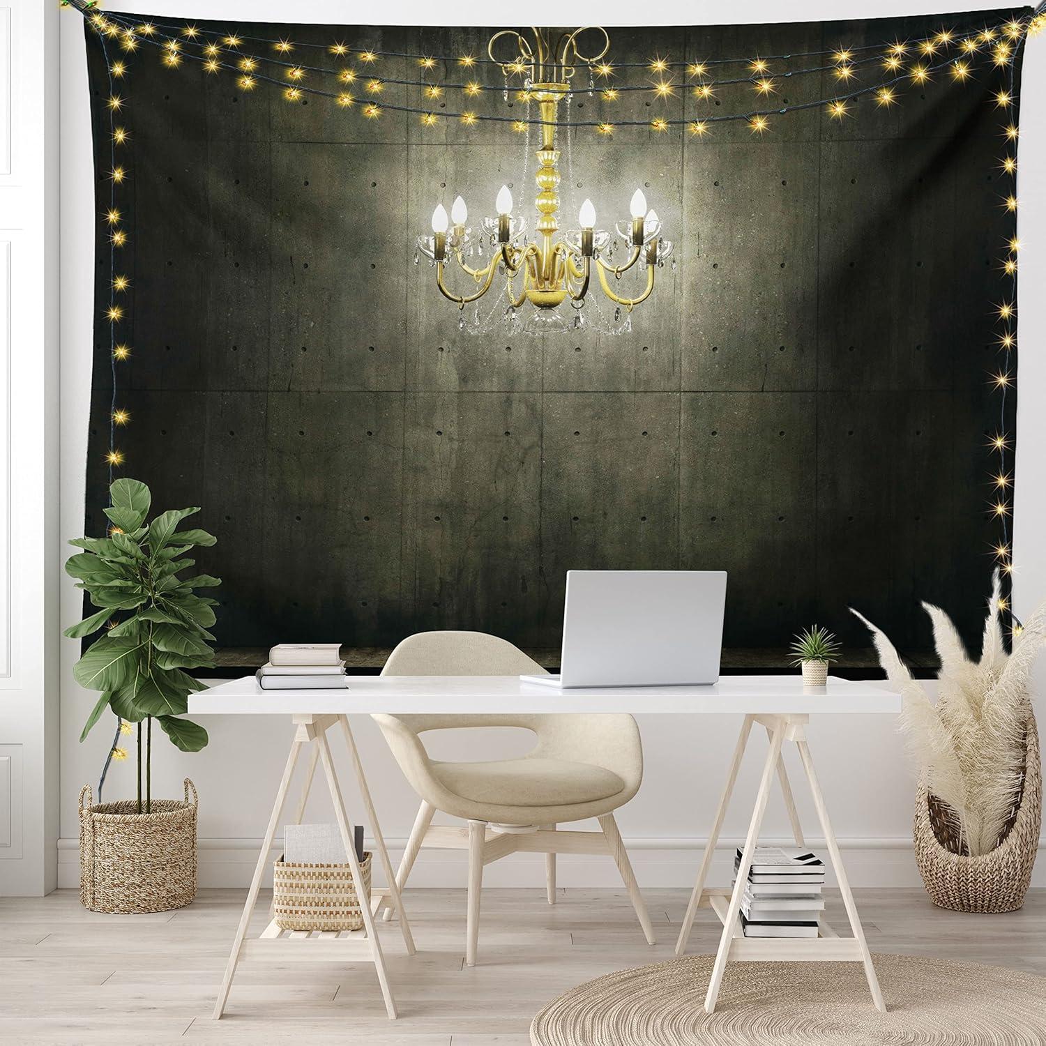 imageAmbesonne Hippie Tapestry Modern Scandi Crescent with Boho Floral and Leaves Greenery Black Cat Fabric Wall Hanging Decor for Bedroom Living Room Dorm 30quot X 45quot Grey Yellow Charcoal GreyGrey and Yellow