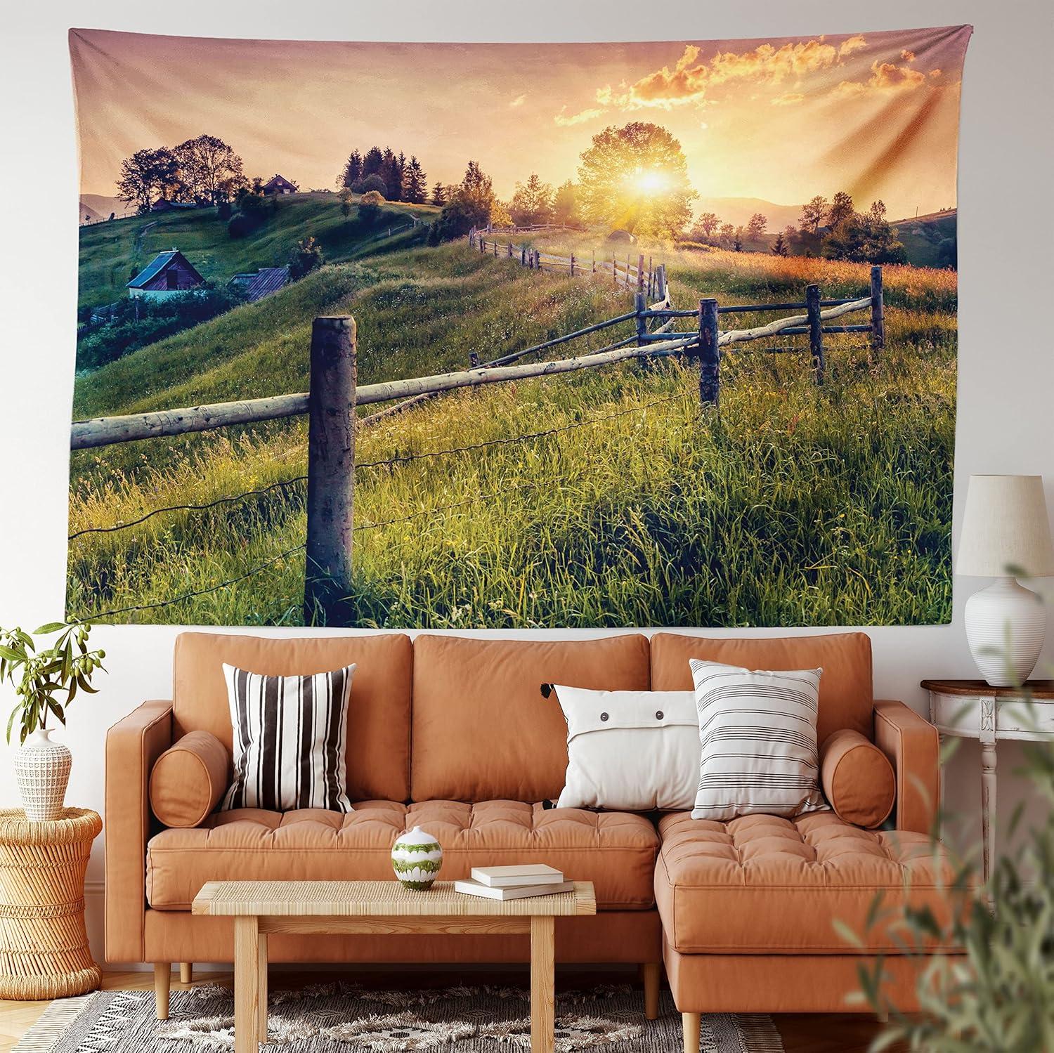 imageAmbesonne Hippie Tapestry Modern Scandi Crescent with Boho Floral and Leaves Greenery Black Cat Fabric Wall Hanging Decor for Bedroom Living Room Dorm 30quot X 45quot Grey Yellow Charcoal GreyGreen Salmon