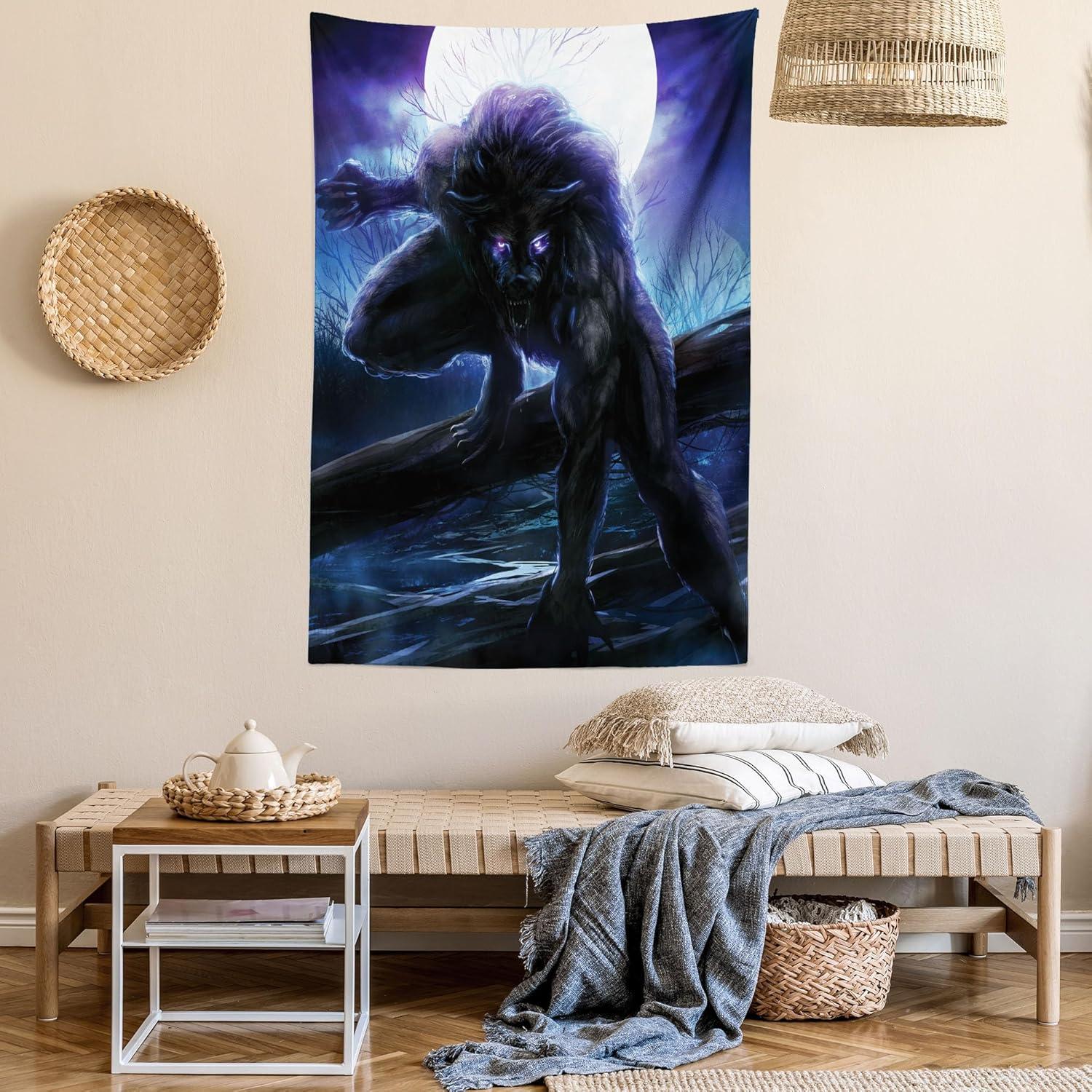 imageAmbesonne Hippie Tapestry Modern Scandi Crescent with Boho Floral and Leaves Greenery Black Cat Fabric Wall Hanging Decor for Bedroom Living Room Dorm 30quot X 45quot Grey Yellow Charcoal GreyPurple Blue