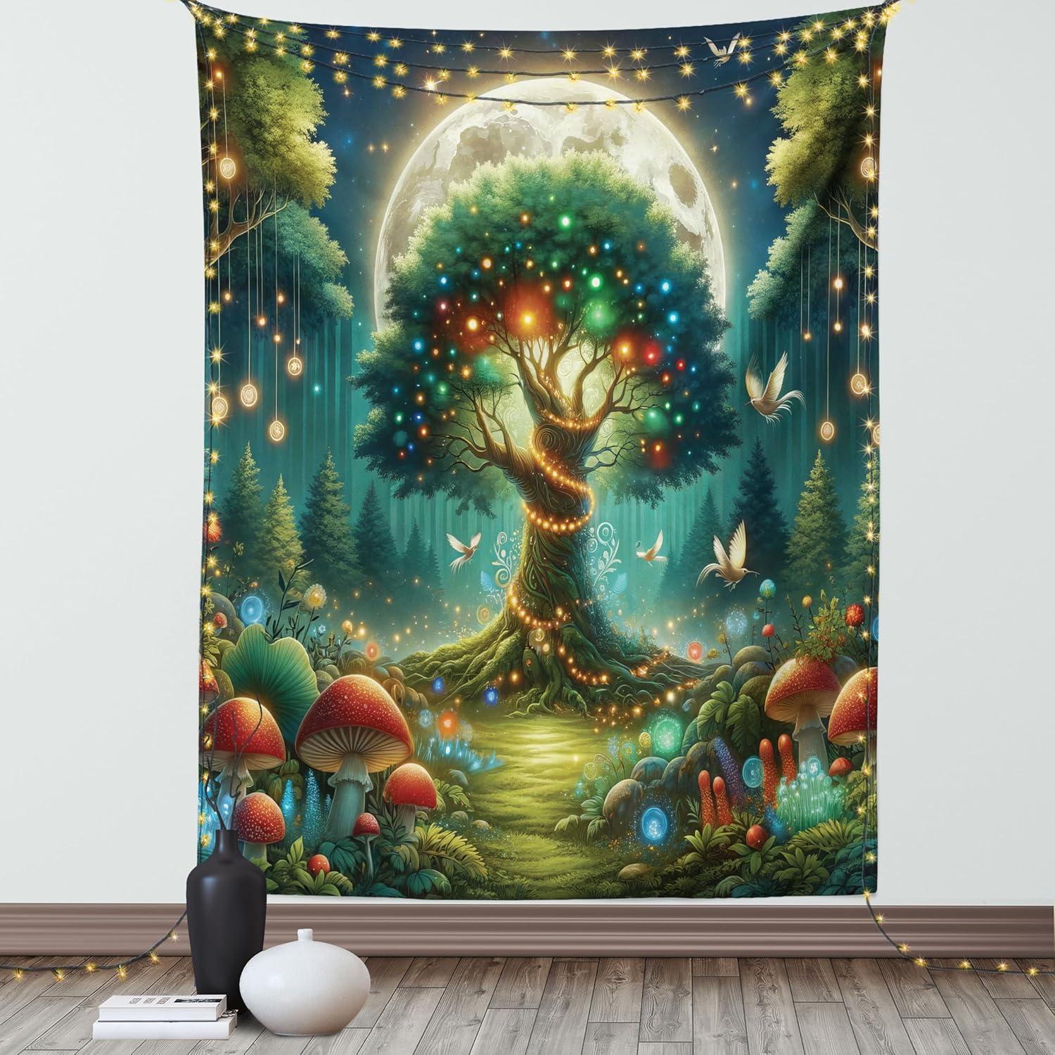 imageAmbesonne Hippie Tapestry Modern Scandi Crescent with Boho Floral and Leaves Greenery Black Cat Fabric Wall Hanging Decor for Bedroom Living Room Dorm 30quot X 45quot Grey Yellow Charcoal GreyRedwood Olive Green