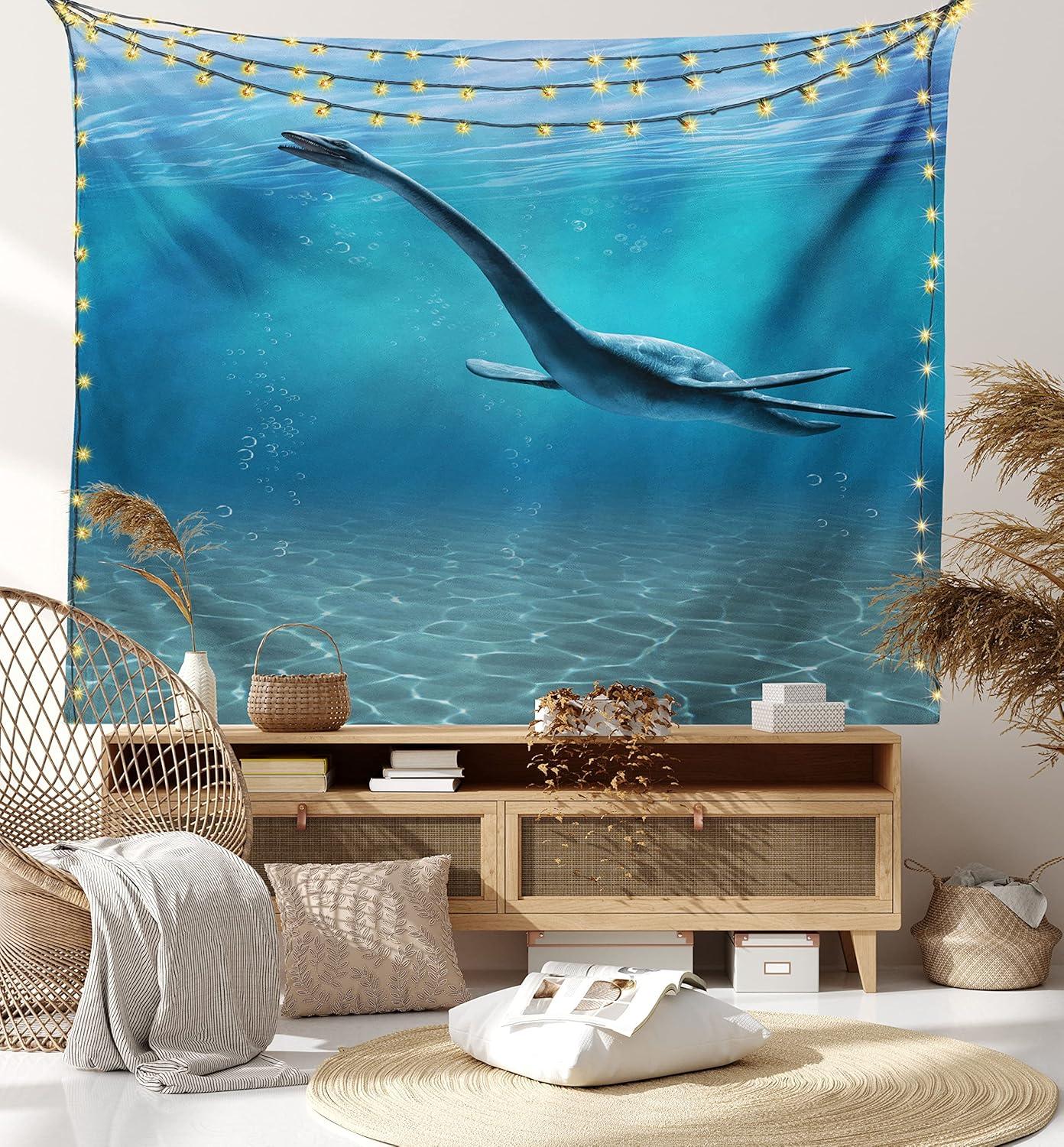 imageAmbesonne Hippie Tapestry Modern Scandi Crescent with Boho Floral and Leaves Greenery Black Cat Fabric Wall Hanging Decor for Bedroom Living Room Dorm 30quot X 45quot Grey Yellow Charcoal GreyBlue