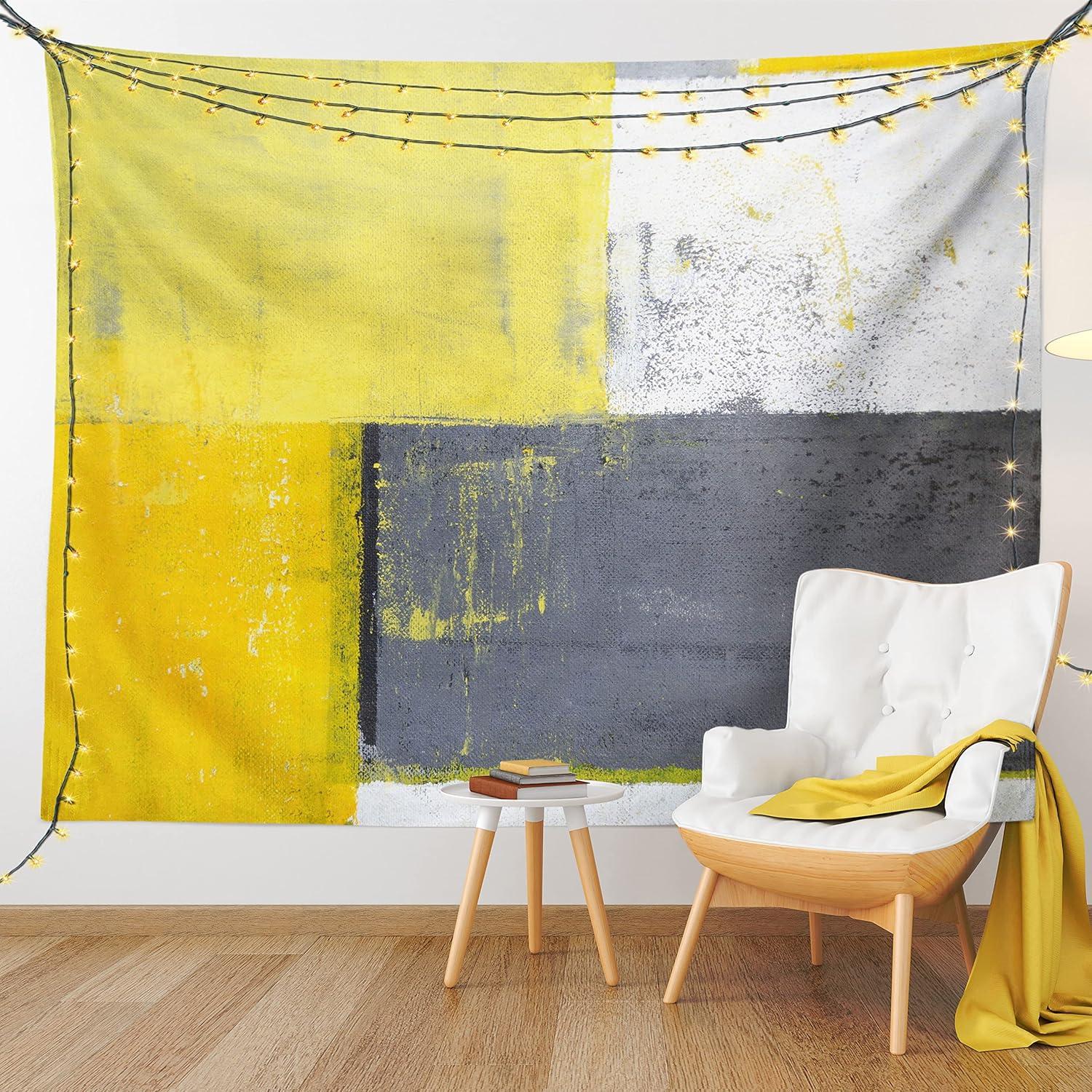 imageAmbesonne Hippie Tapestry Modern Scandi Crescent with Boho Floral and Leaves Greenery Black Cat Fabric Wall Hanging Decor for Bedroom Living Room Dorm 30quot X 45quot Grey Yellow Charcoal GreyGrey Yellow
