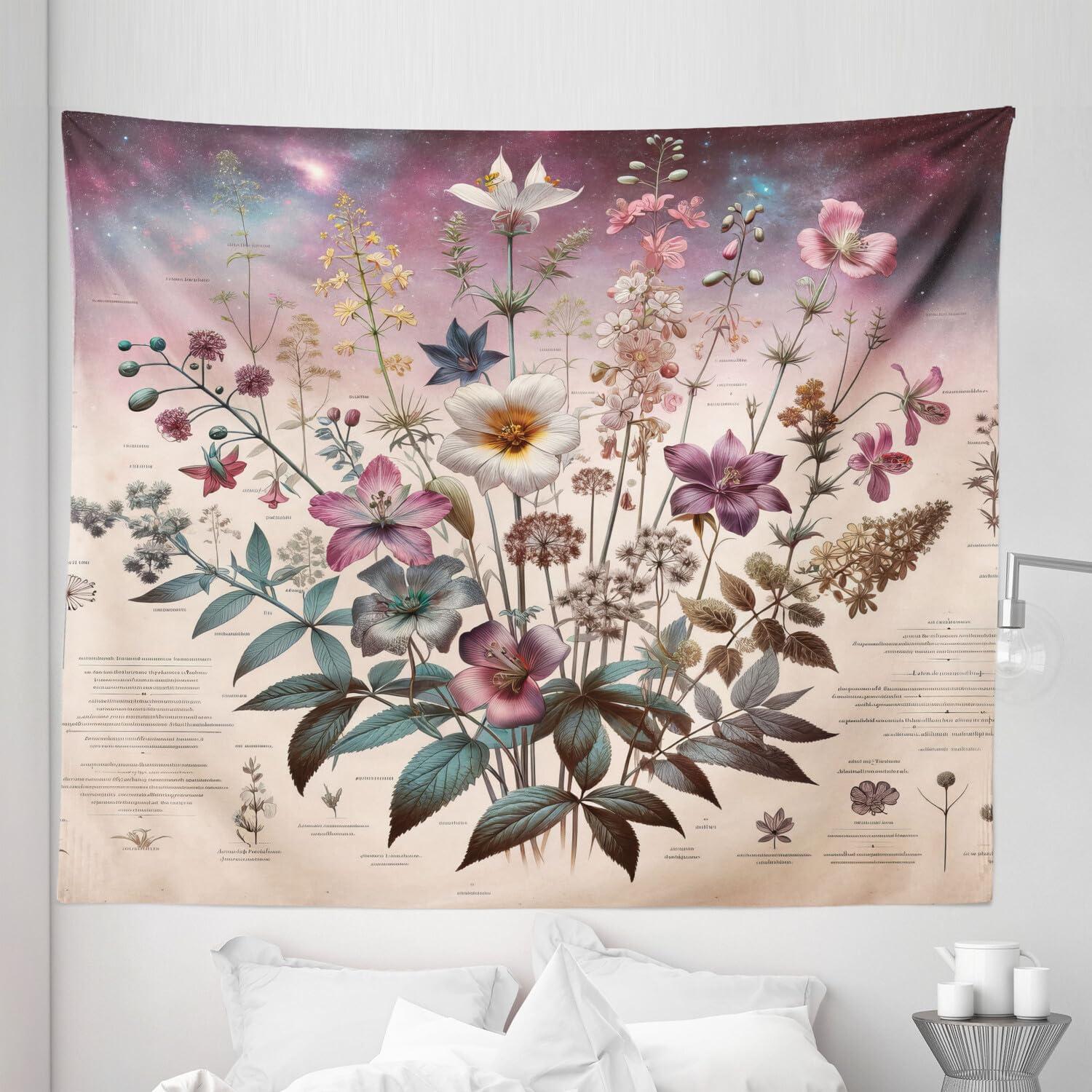 imageAmbesonne Hippie Tapestry Modern Scandi Crescent with Boho Floral and Leaves Greenery Black Cat Fabric Wall Hanging Decor for Bedroom Living Room Dorm 30quot X 45quot Grey Yellow Charcoal GreyMauve Beige Teal