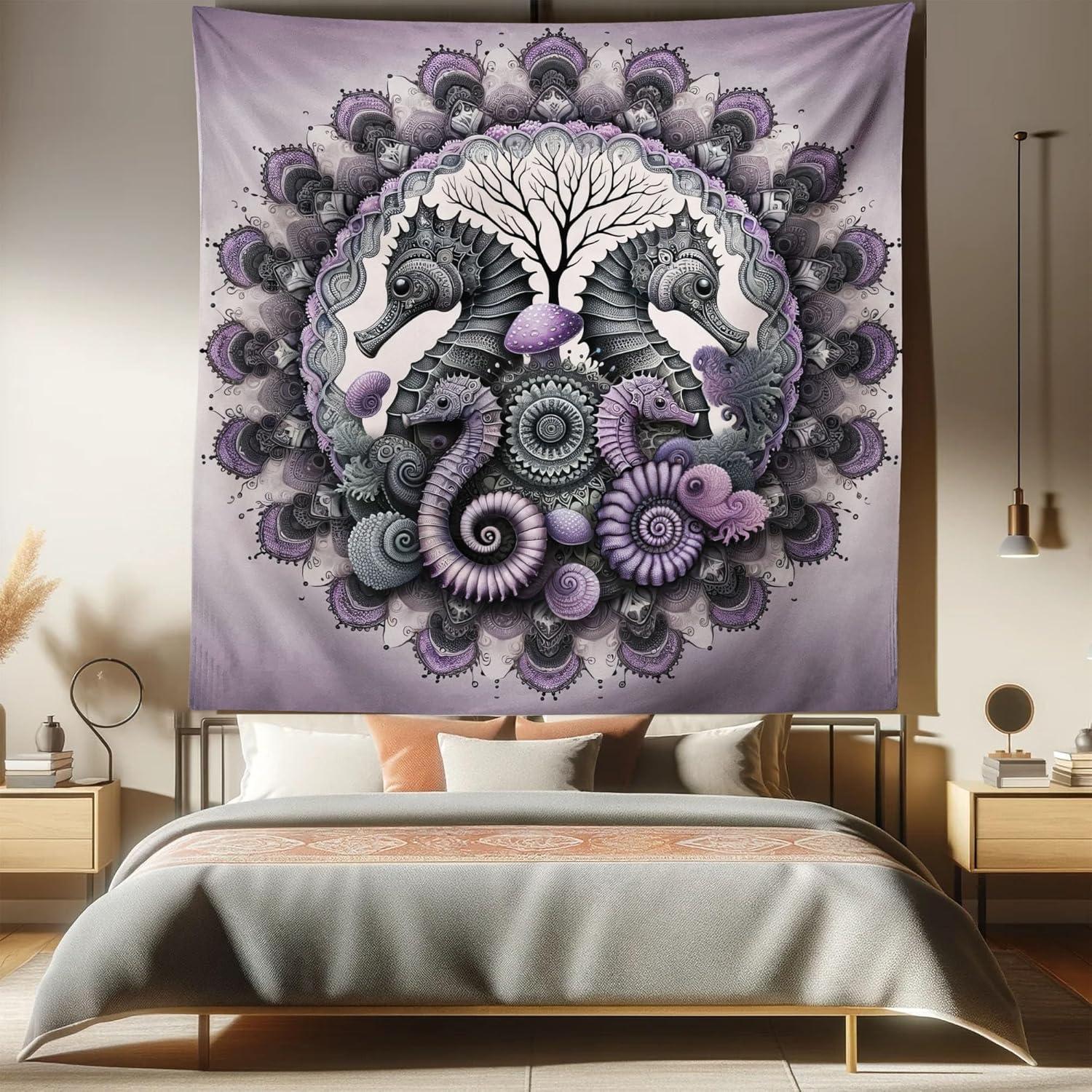 imageAmbesonne Hippie Tapestry Modern Scandi Crescent with Boho Floral and Leaves Greenery Black Cat Fabric Wall Hanging Decor for Bedroom Living Room Dorm 30quot X 45quot Grey Yellow Charcoal GreyMauve Grey