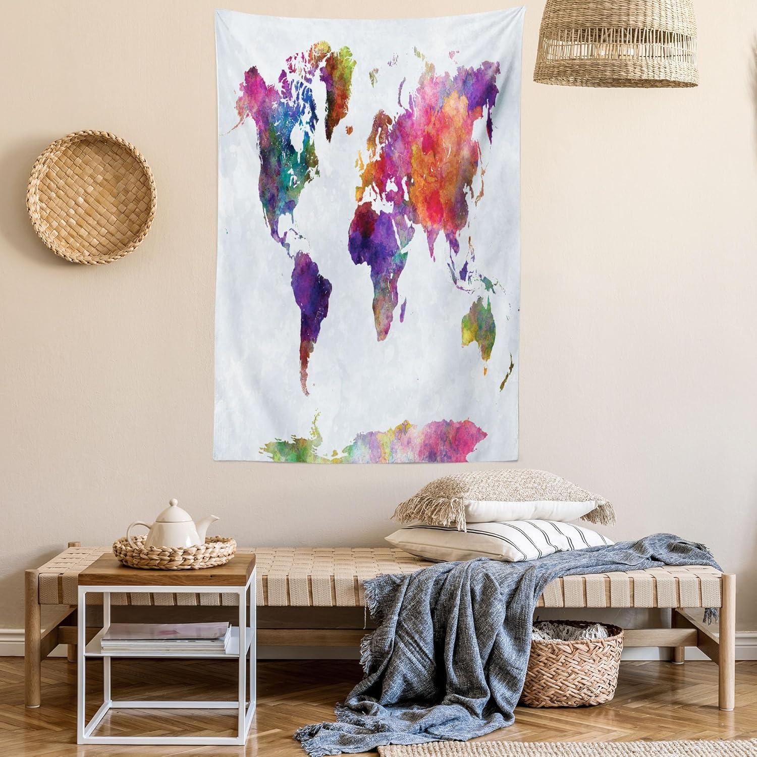 imageAmbesonne Hippie Tapestry Modern Scandi Crescent with Boho Floral and Leaves Greenery Black Cat Fabric Wall Hanging Decor for Bedroom Living Room Dorm 30quot X 45quot Grey Yellow Charcoal GreyPurple Grey