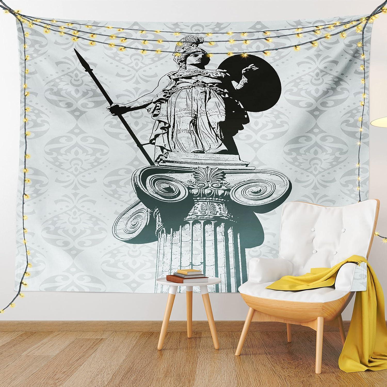 imageAmbesonne Hippie Tapestry Modern Scandi Crescent with Boho Floral and Leaves Greenery Black Cat Fabric Wall Hanging Decor for Bedroom Living Room Dorm 30quot X 45quot Grey Yellow Charcoal GreyPale Turquoise Black