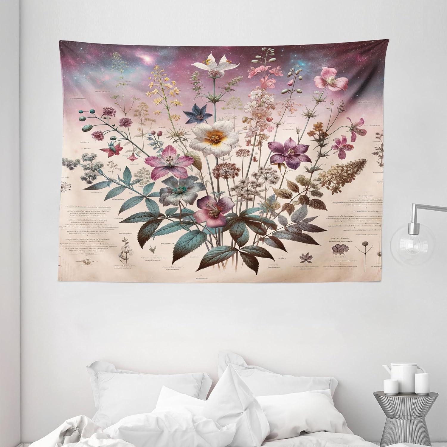 imageAmbesonne Hippie Tapestry Modern Scandi Crescent with Boho Floral and Leaves Greenery Black Cat Fabric Wall Hanging Decor for Bedroom Living Room Dorm 30quot X 45quot Grey Yellow Charcoal GreyMauve Beige Teal