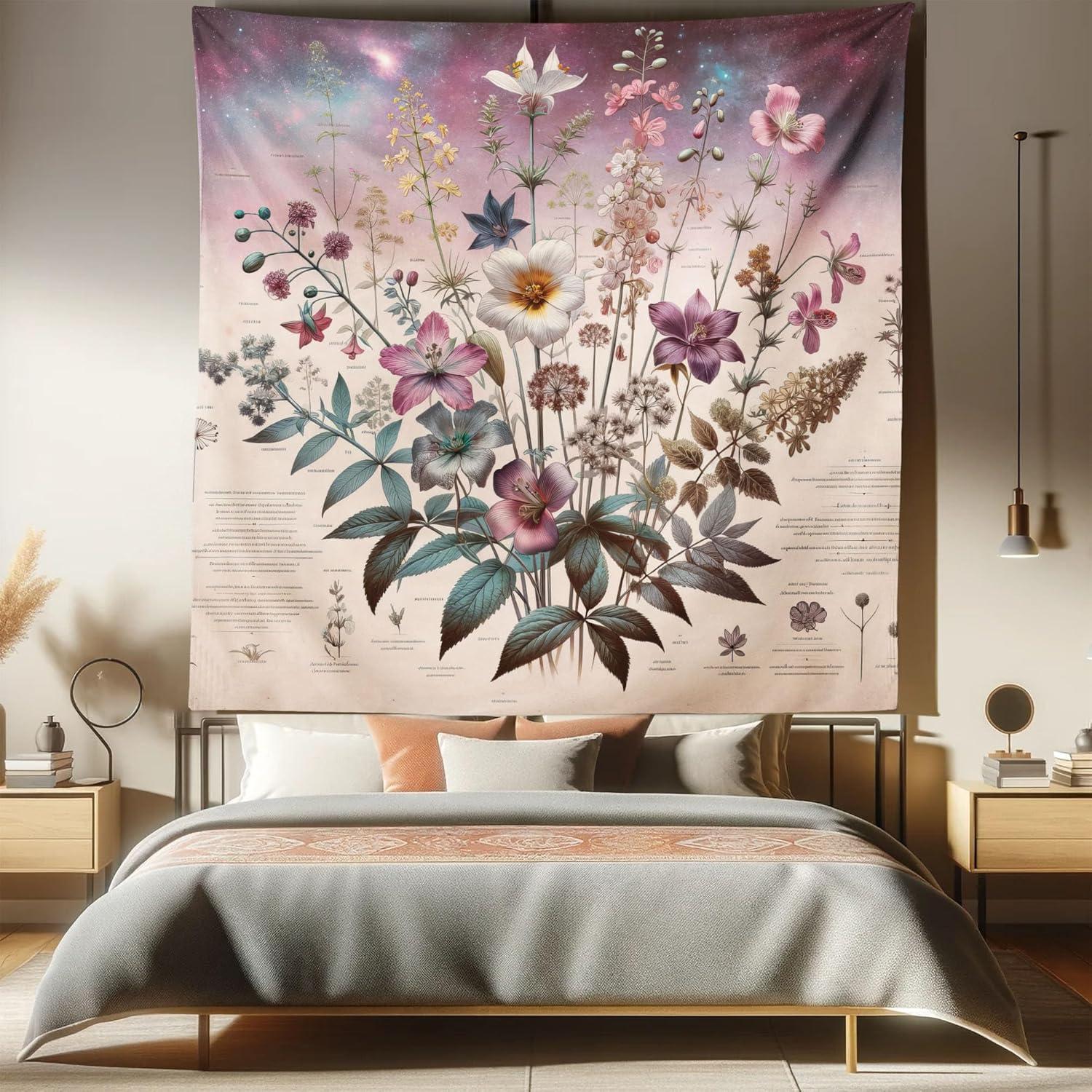 imageAmbesonne Hippie Tapestry Modern Scandi Crescent with Boho Floral and Leaves Greenery Black Cat Fabric Wall Hanging Decor for Bedroom Living Room Dorm 30quot X 45quot Grey Yellow Charcoal GreyMauve Beige Teal