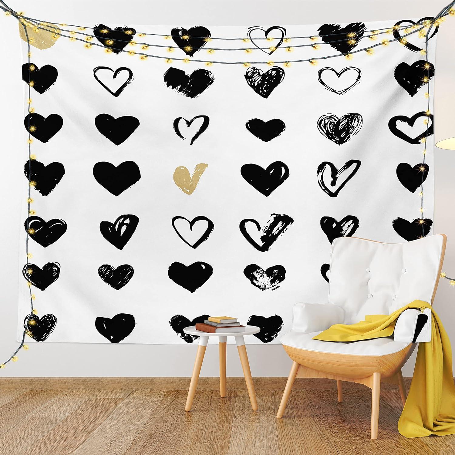 imageAmbesonne Hippie Tapestry Modern Scandi Crescent with Boho Floral and Leaves Greenery Black Cat Fabric Wall Hanging Decor for Bedroom Living Room Dorm 30quot X 45quot Grey Yellow Charcoal GreyTan Black White