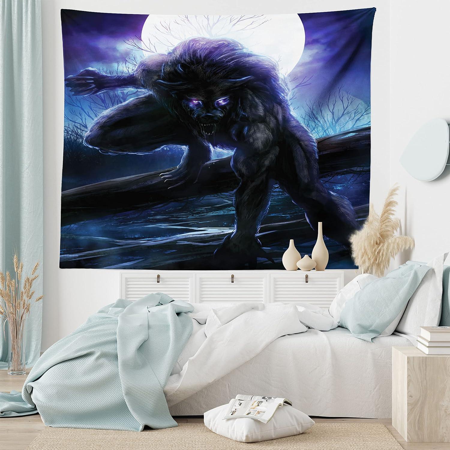 imageAmbesonne Hippie Tapestry Modern Scandi Crescent with Boho Floral and Leaves Greenery Black Cat Fabric Wall Hanging Decor for Bedroom Living Room Dorm 30quot X 45quot Grey Yellow Charcoal GreyPurple Blue