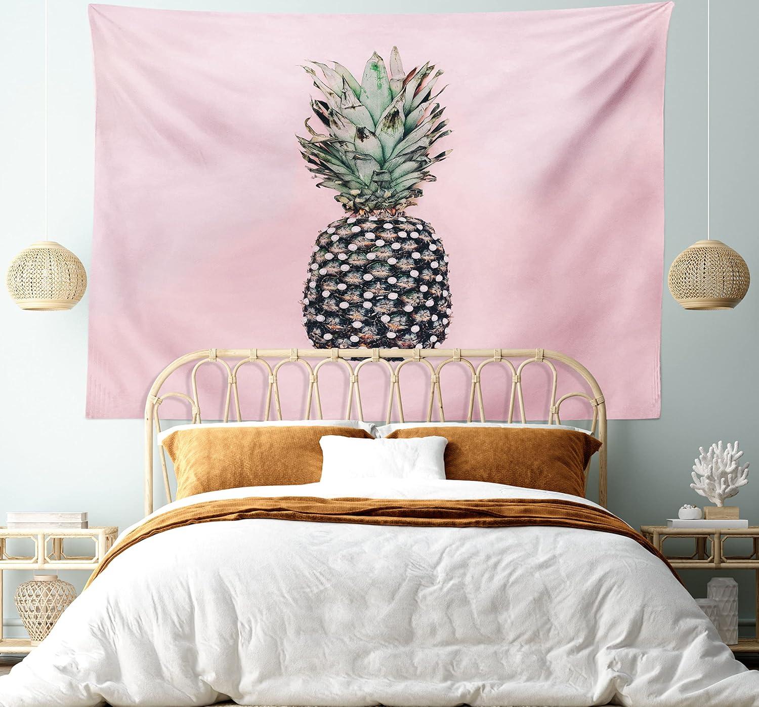 imageAmbesonne Hippie Tapestry Modern Scandi Crescent with Boho Floral and Leaves Greenery Black Cat Fabric Wall Hanging Decor for Bedroom Living Room Dorm 30quot X 45quot Grey Yellow Charcoal GreyPink and Green