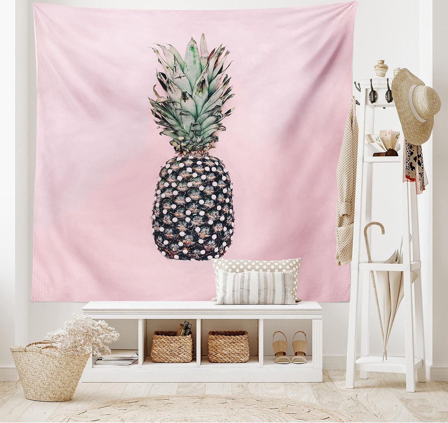 imageAmbesonne Hippie Tapestry Modern Scandi Crescent with Boho Floral and Leaves Greenery Black Cat Fabric Wall Hanging Decor for Bedroom Living Room Dorm 30quot X 45quot Grey Yellow Charcoal GreyPink and Green