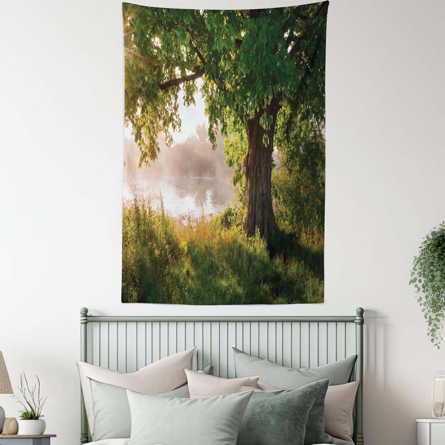 imageAmbesonne Hippie Tapestry Modern Scandi Crescent with Boho Floral and Leaves Greenery Black Cat Fabric Wall Hanging Decor for Bedroom Living Room Dorm 30quot X 45quot Grey Yellow Charcoal GreyBrown Green Dust