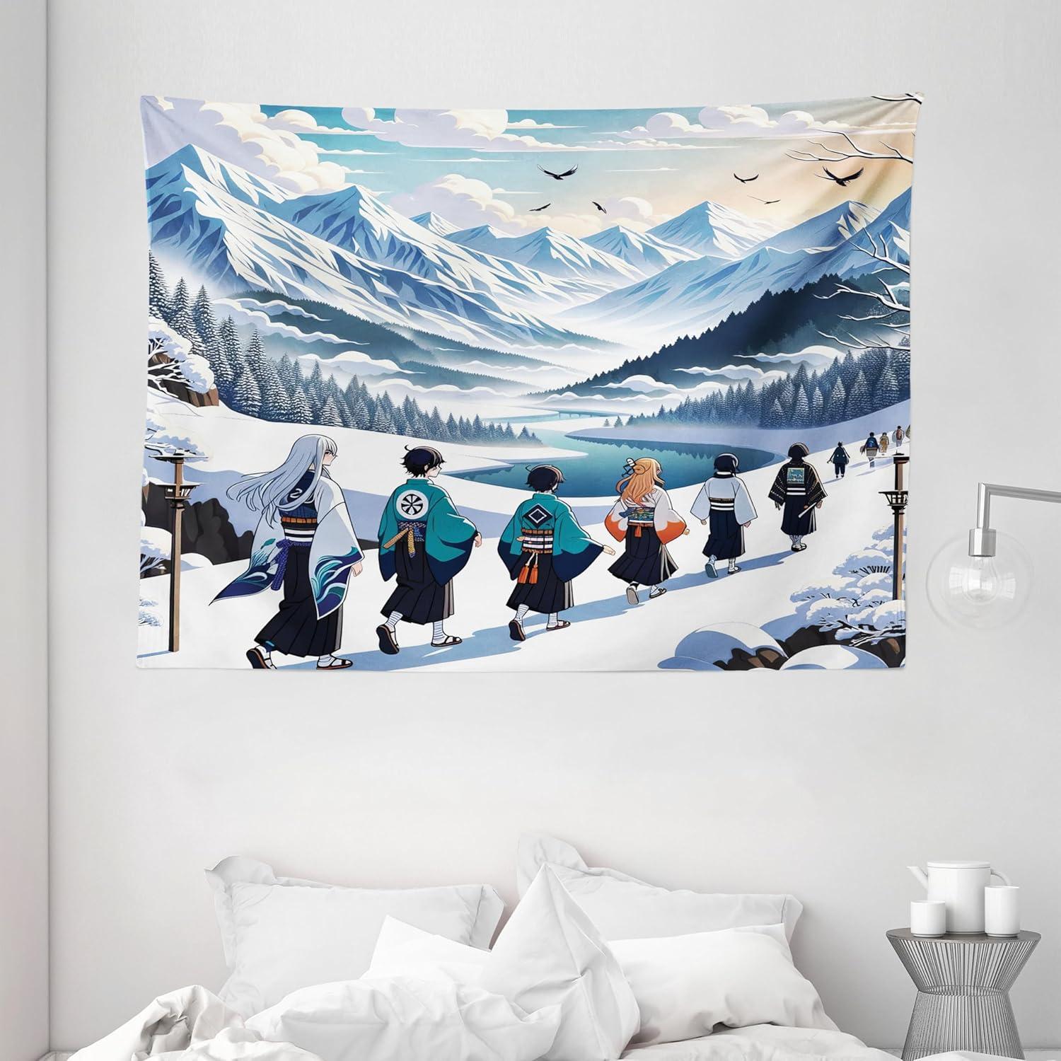 imageAmbesonne Hippie Tapestry Modern Scandi Crescent with Boho Floral and Leaves Greenery Black Cat Fabric Wall Hanging Decor for Bedroom Living Room Dorm 30quot X 45quot Grey Yellow Charcoal GreyBlue Teal White