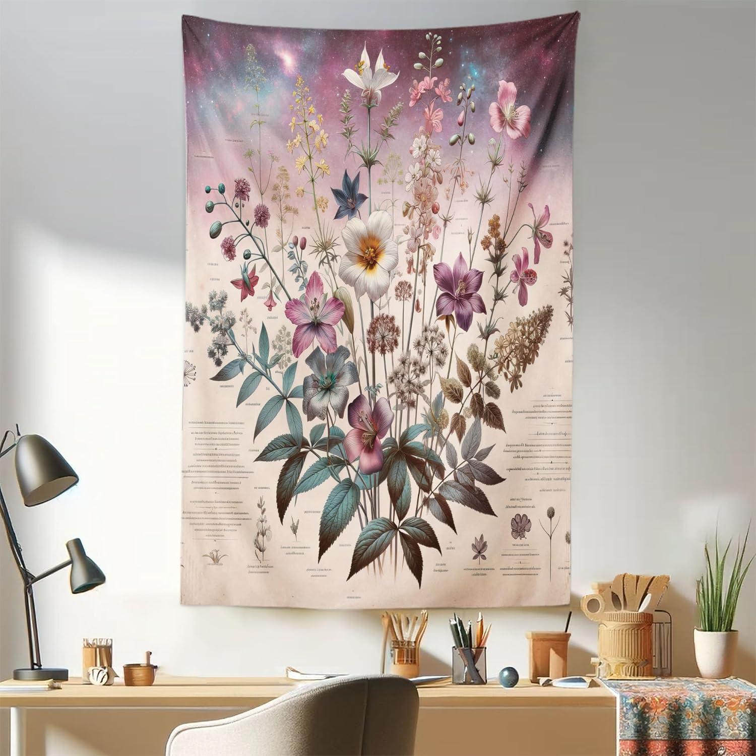 imageAmbesonne Hippie Tapestry Modern Scandi Crescent with Boho Floral and Leaves Greenery Black Cat Fabric Wall Hanging Decor for Bedroom Living Room Dorm 30quot X 45quot Grey Yellow Charcoal GreyMauve Beige Teal